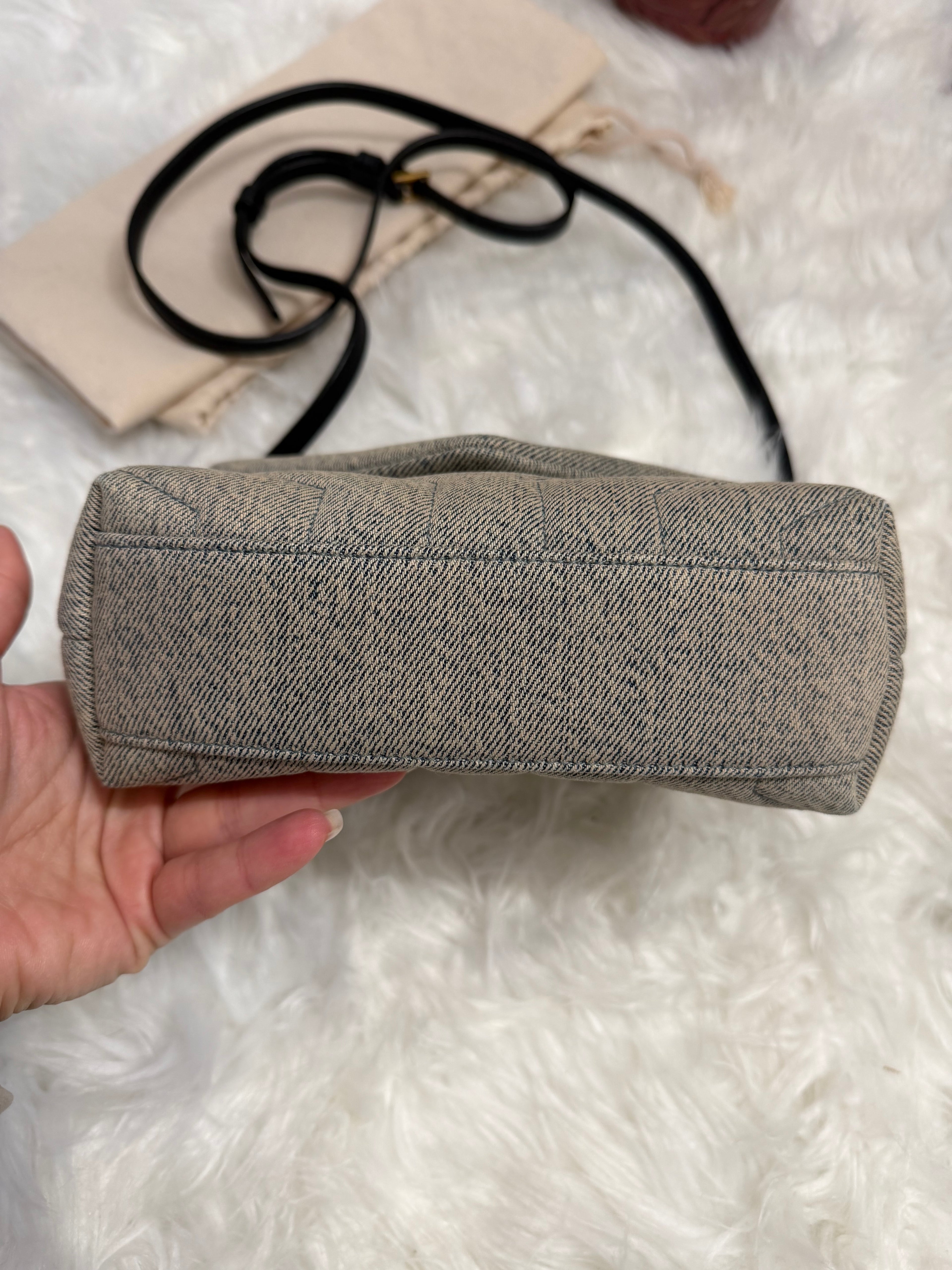 SAINT LAURENT DENIM Y Quilted Monogram Toy Loulou Crossbody Bag
