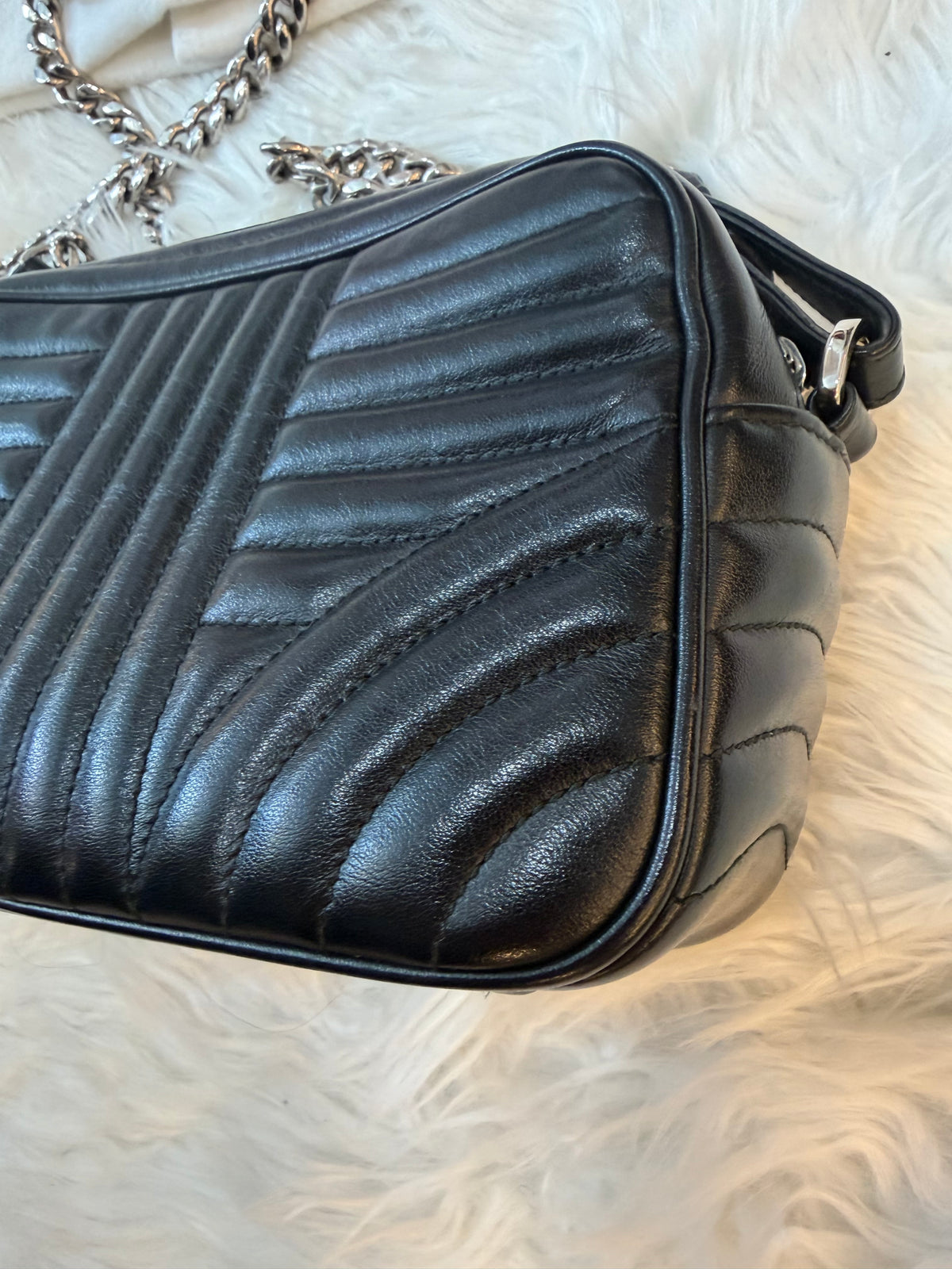 PRADA CALFSKIN DIAGRAMME CAMERA BAG