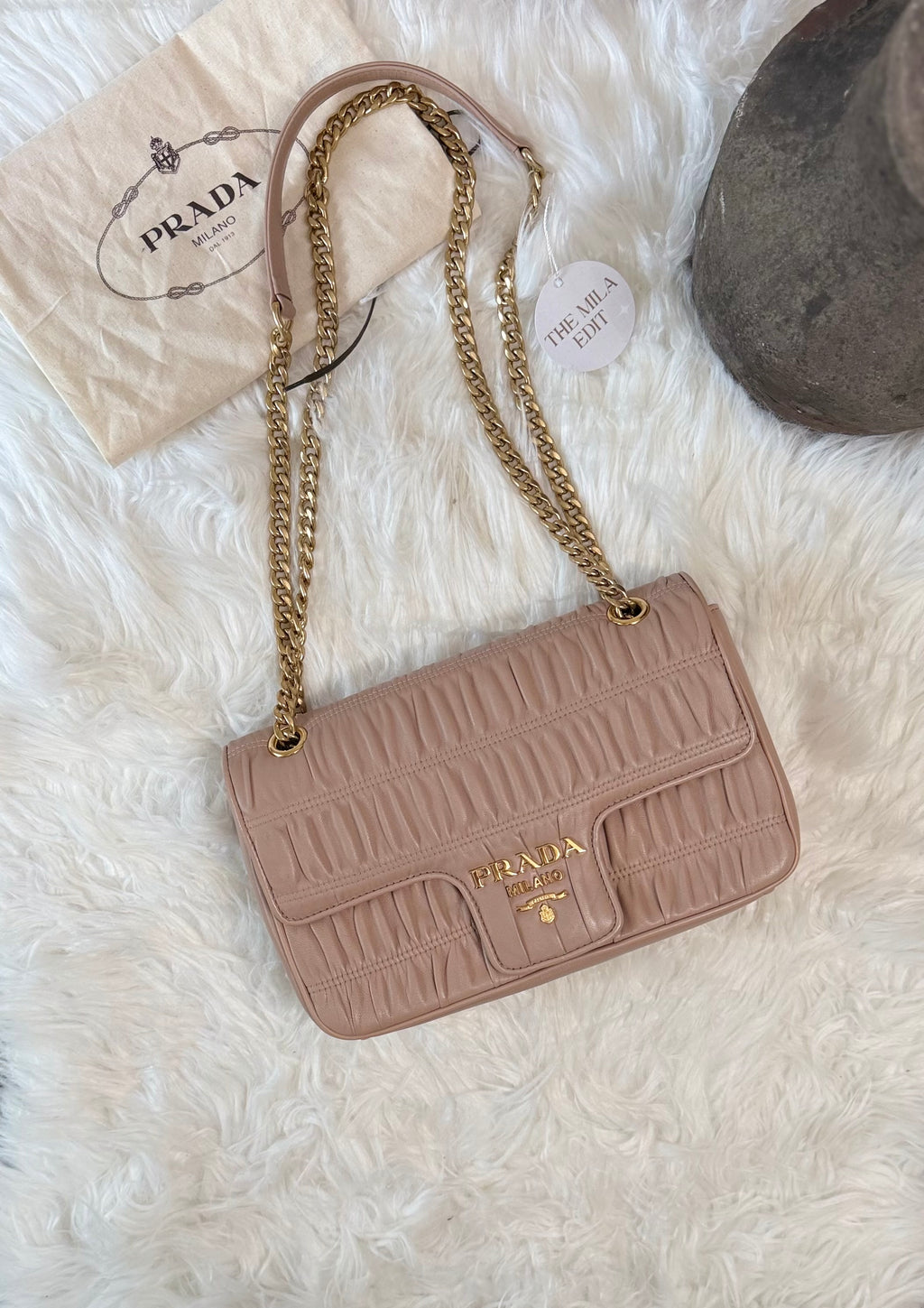 PRADA NAPPA GAUFRE LAMBSKIN BAG WITH GHW