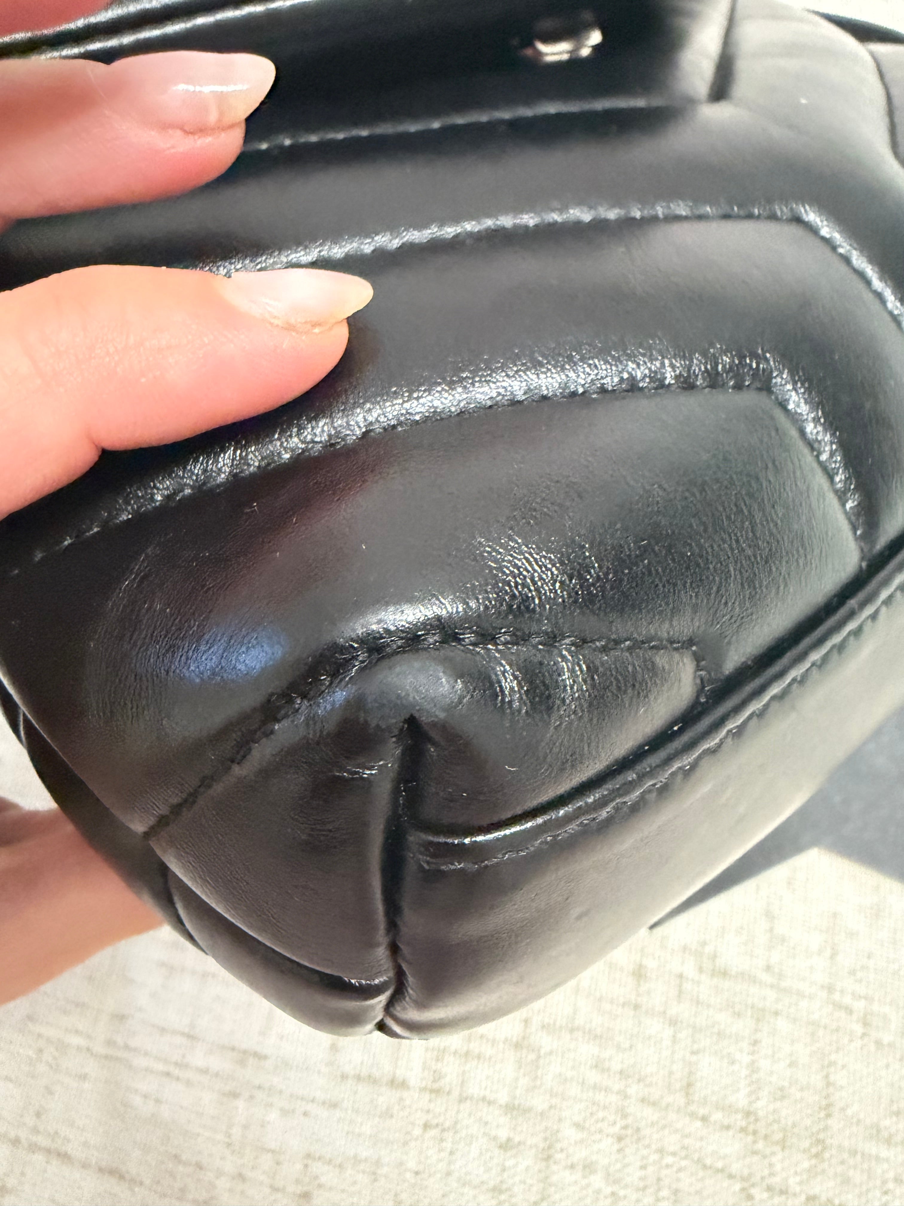 SAINT LAURENT Toy Loulou Calfskin Y Quilted Monogram Crossbody Bag