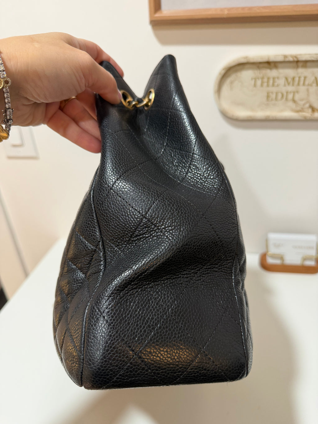 CHANEL QUILTED CAVIAR LEATHER FLAP TOTE BAG