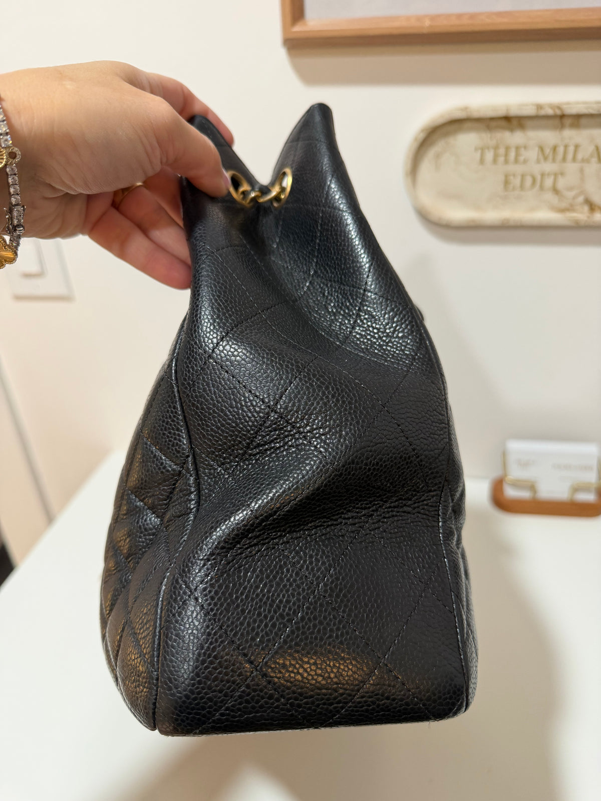CHANEL QUILTED CAVIAR LEATHER FLAP TOTE BAG