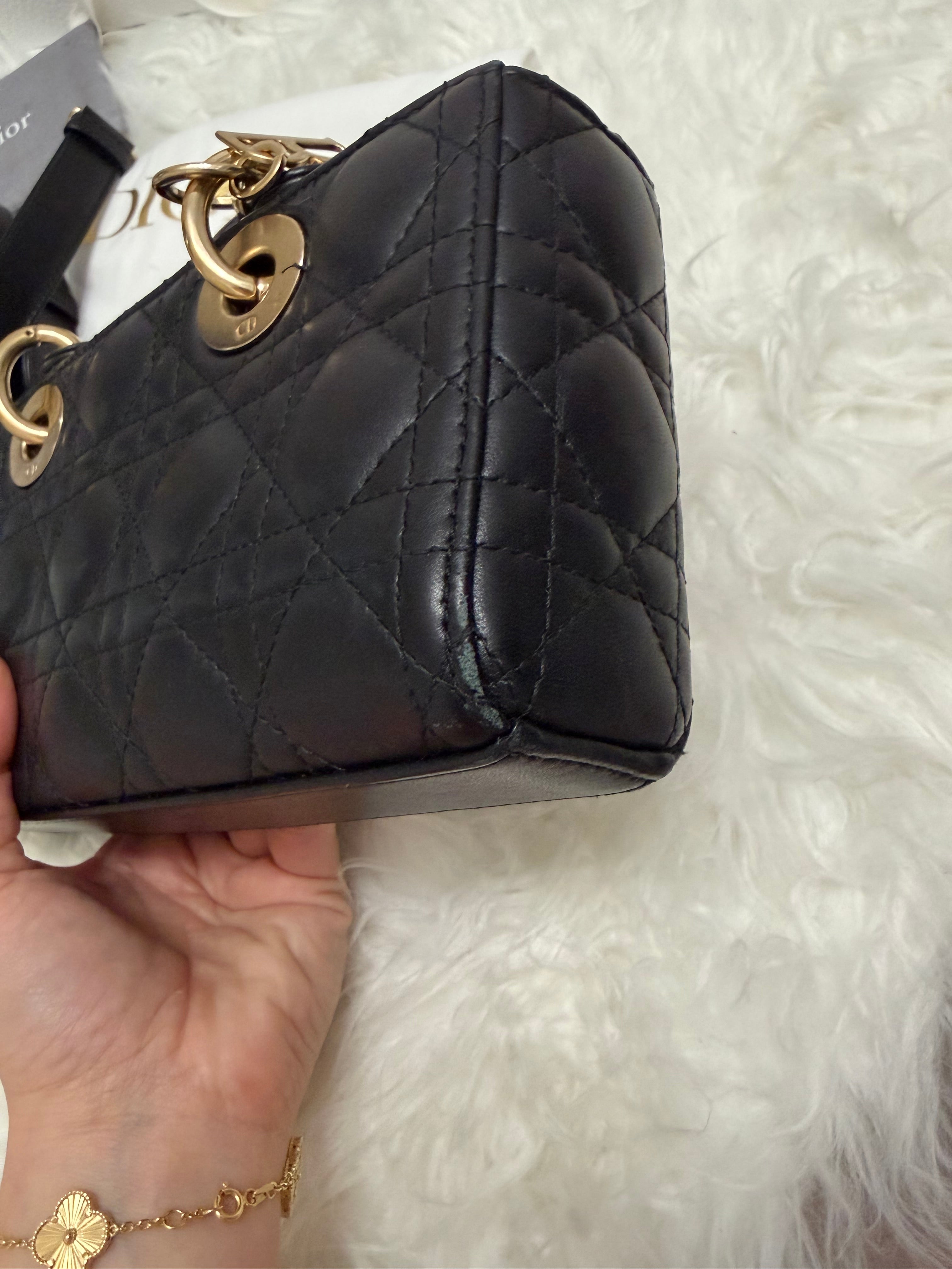 DIOR LADY D-JOY CANNAGE LEATHER BAG