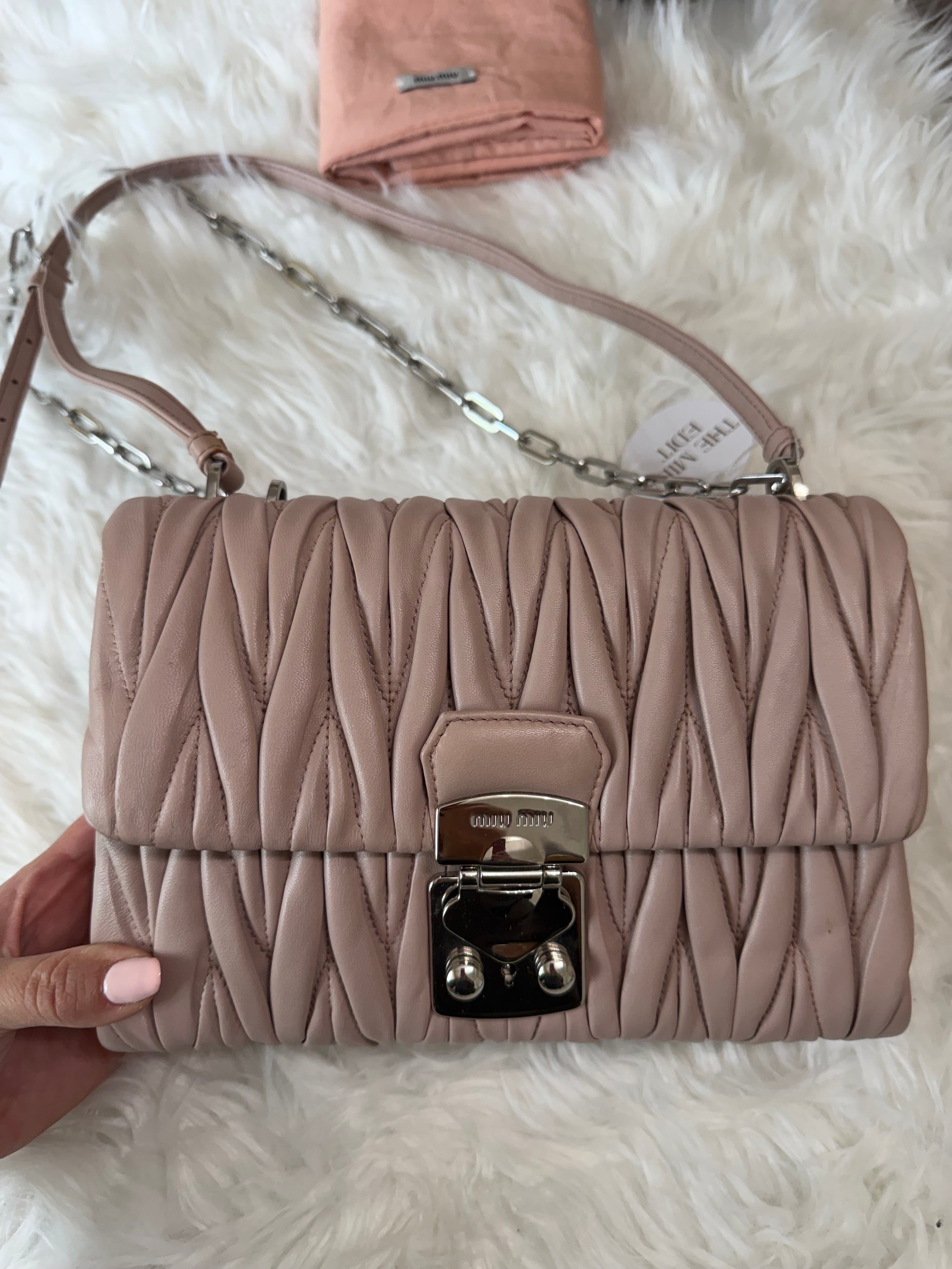MIU MIU MATELASSE NAPPA LEATHER DOUBLE STRAP BAG