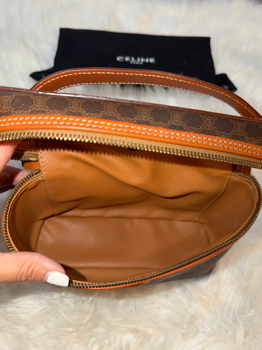VINTAGE CELINE VANITY IN CANVAS WITH CARAMEL TRIM