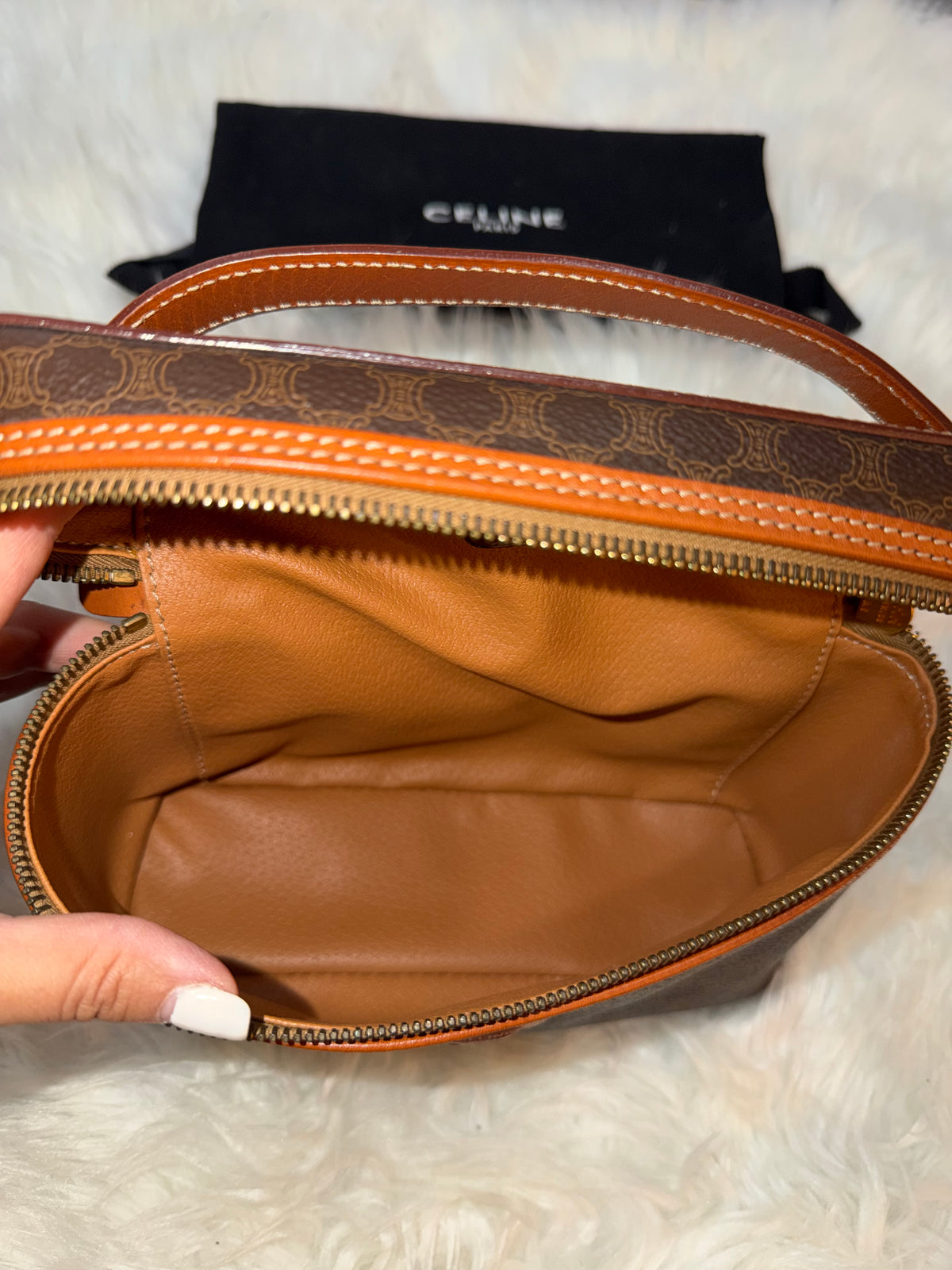 VINTAGE CELINE VANITY IN CANVAS WITH CARAMEL TRIM