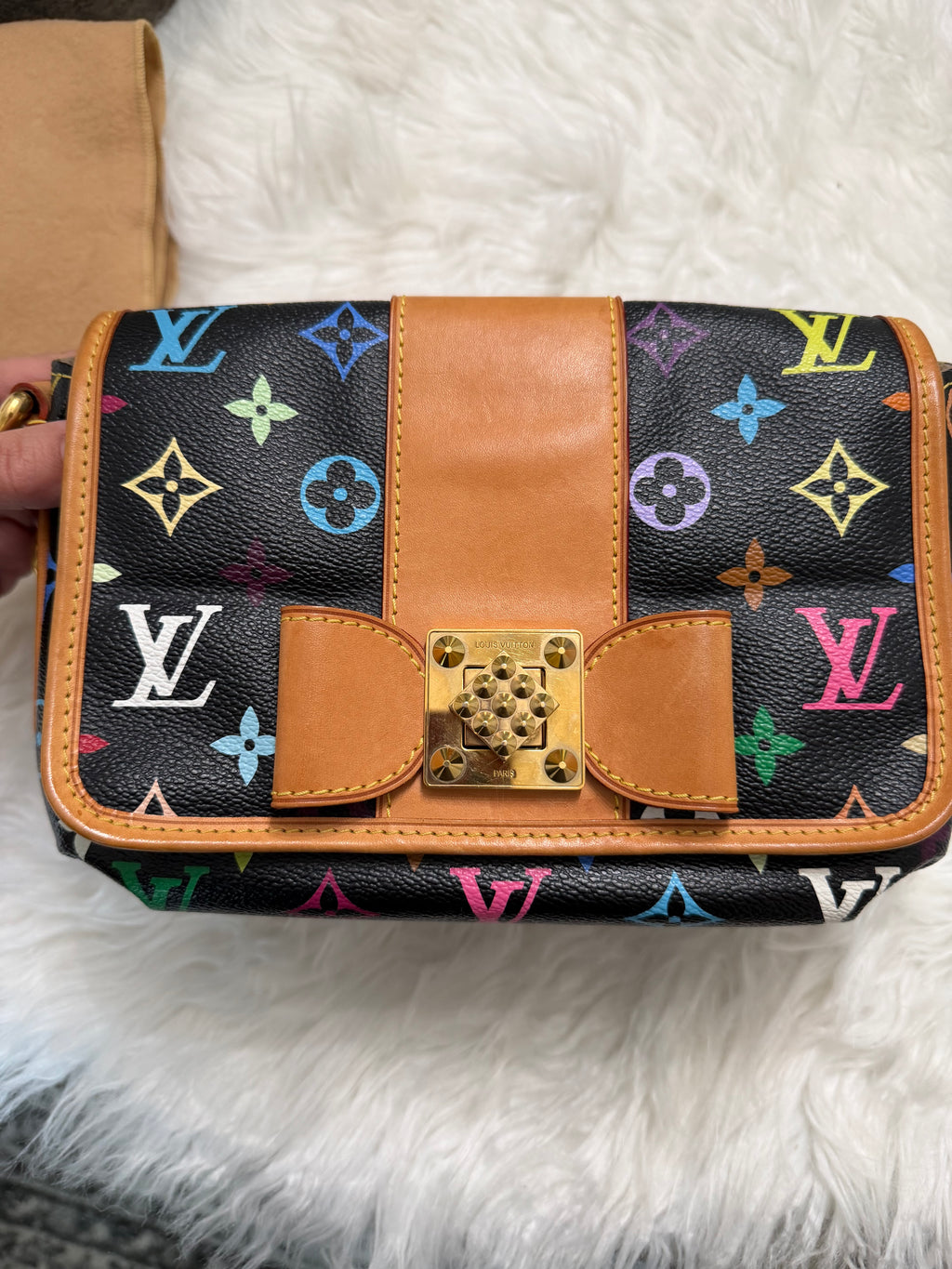 LOUIS VUITTON BLACK MONOGRAM MULTICOLOR PATTI BAG