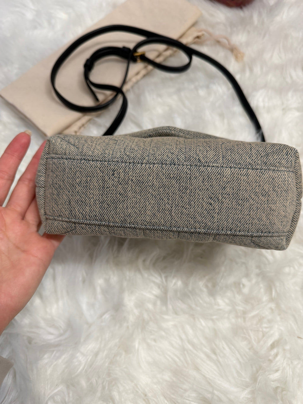 SAINT LAURENT DENIM Y Quilted Monogram Toy Loulou Crossbody Bag
