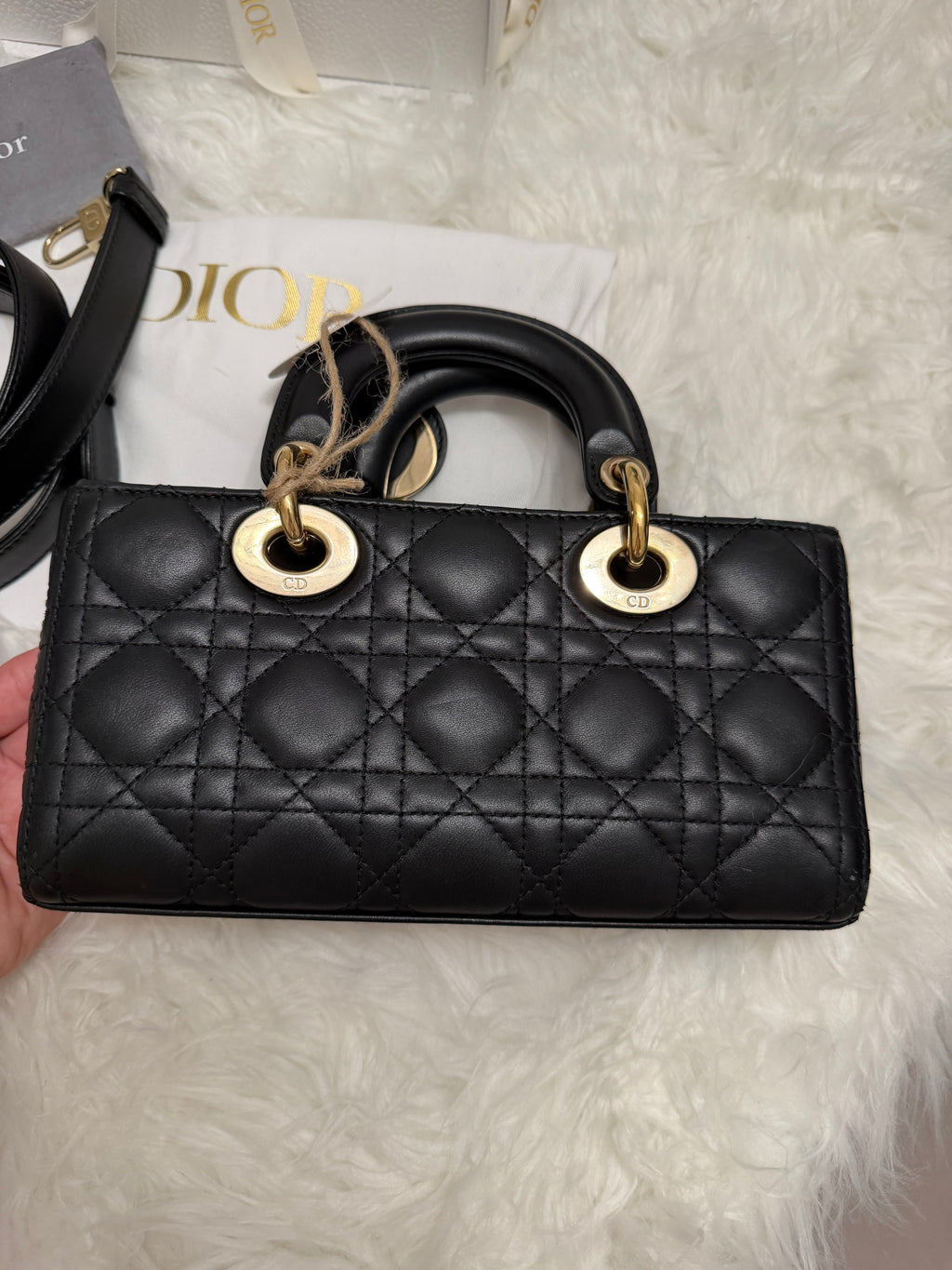 DIOR LADY D-JOY CANNAGE LEATHER BAG