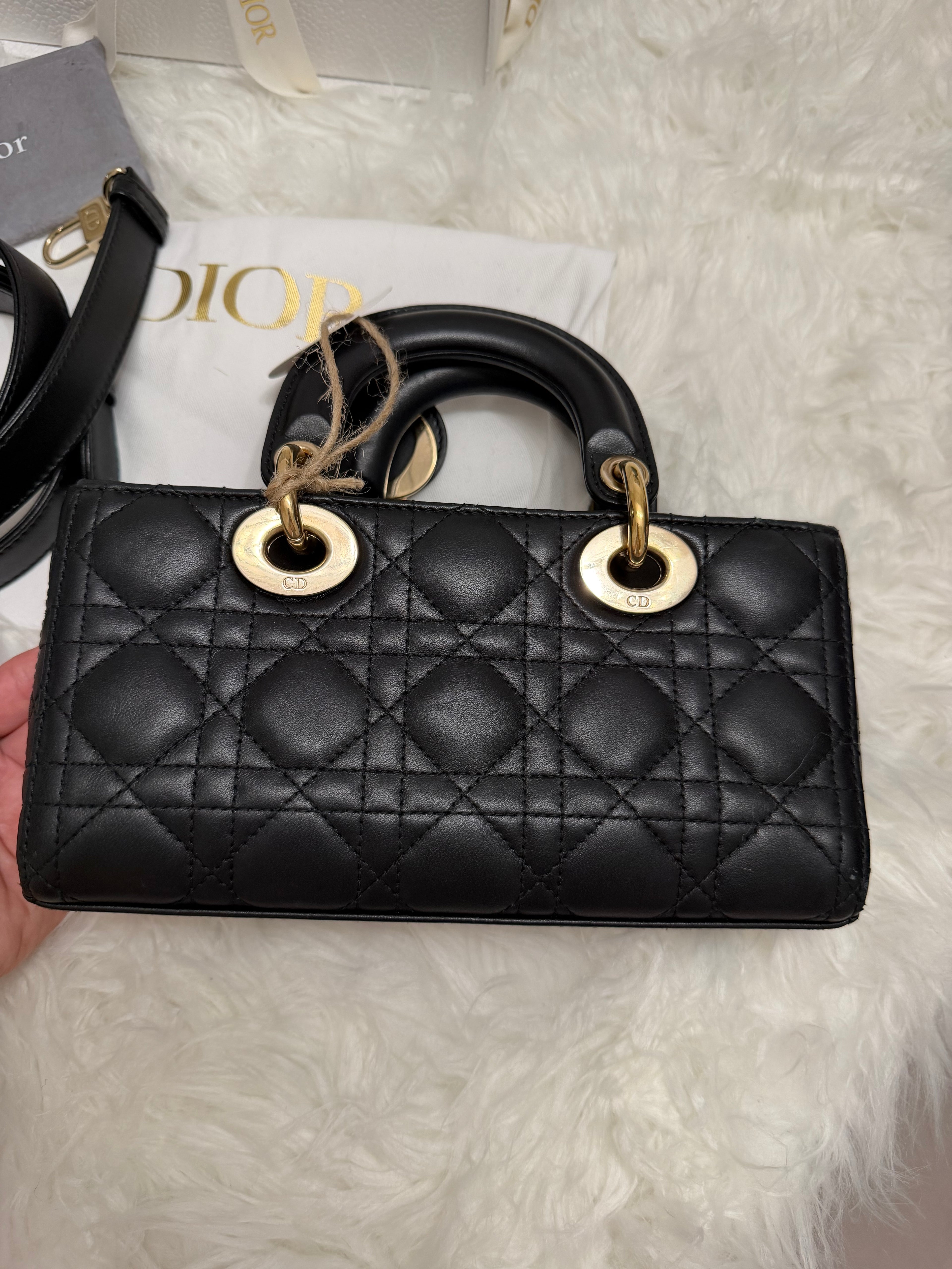 DIOR LADY D-JOY CANNAGE LEATHER BAG