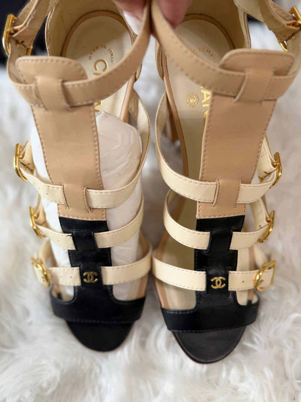 CHANEL GLADIATOR STYLE LEATHER SANDAL