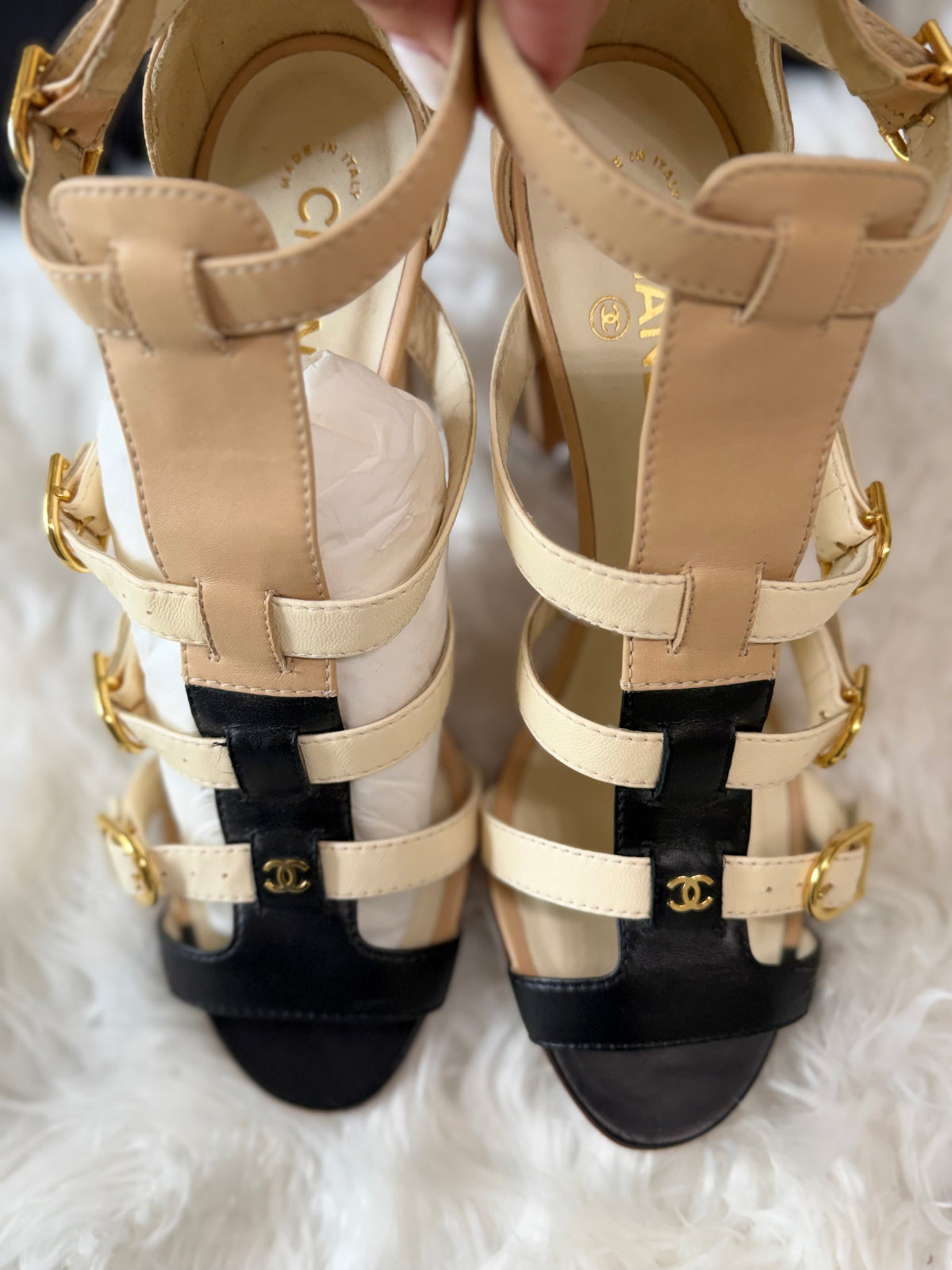 CHANEL GLADIATOR STYLE LEATHER SANDAL