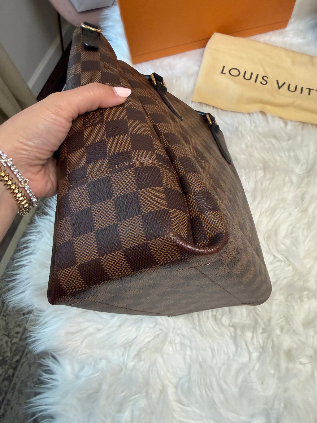 LOUIS VUITTON DAMIER EBENE BELMONT PM TOTE WITH MINI WALLET (POUCH)