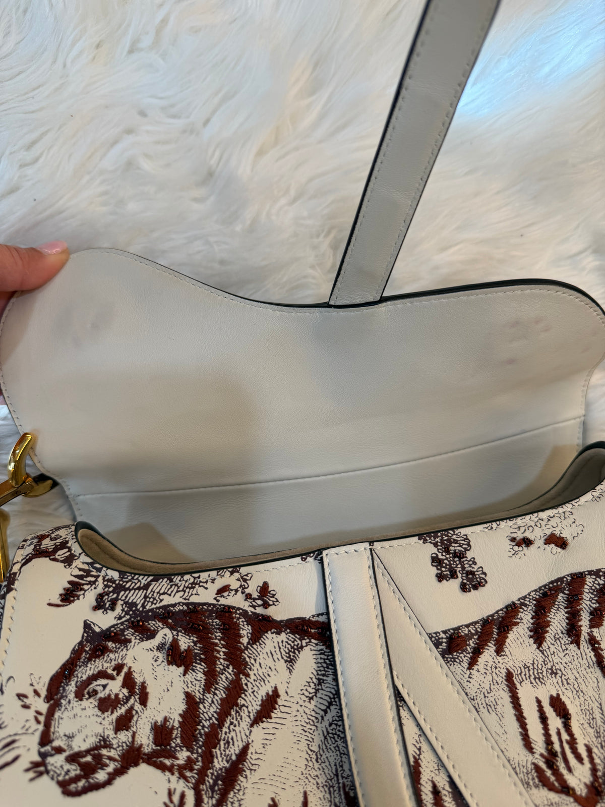 DIOR MEDIUM SADDLE TOILE DE JOUR TIGER EMBROIDERED CALFSKIN