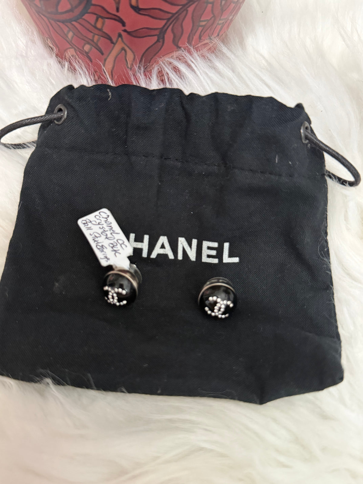 CHANEL CC CRYSTAL RESIN BALL STUD EARRINGS
