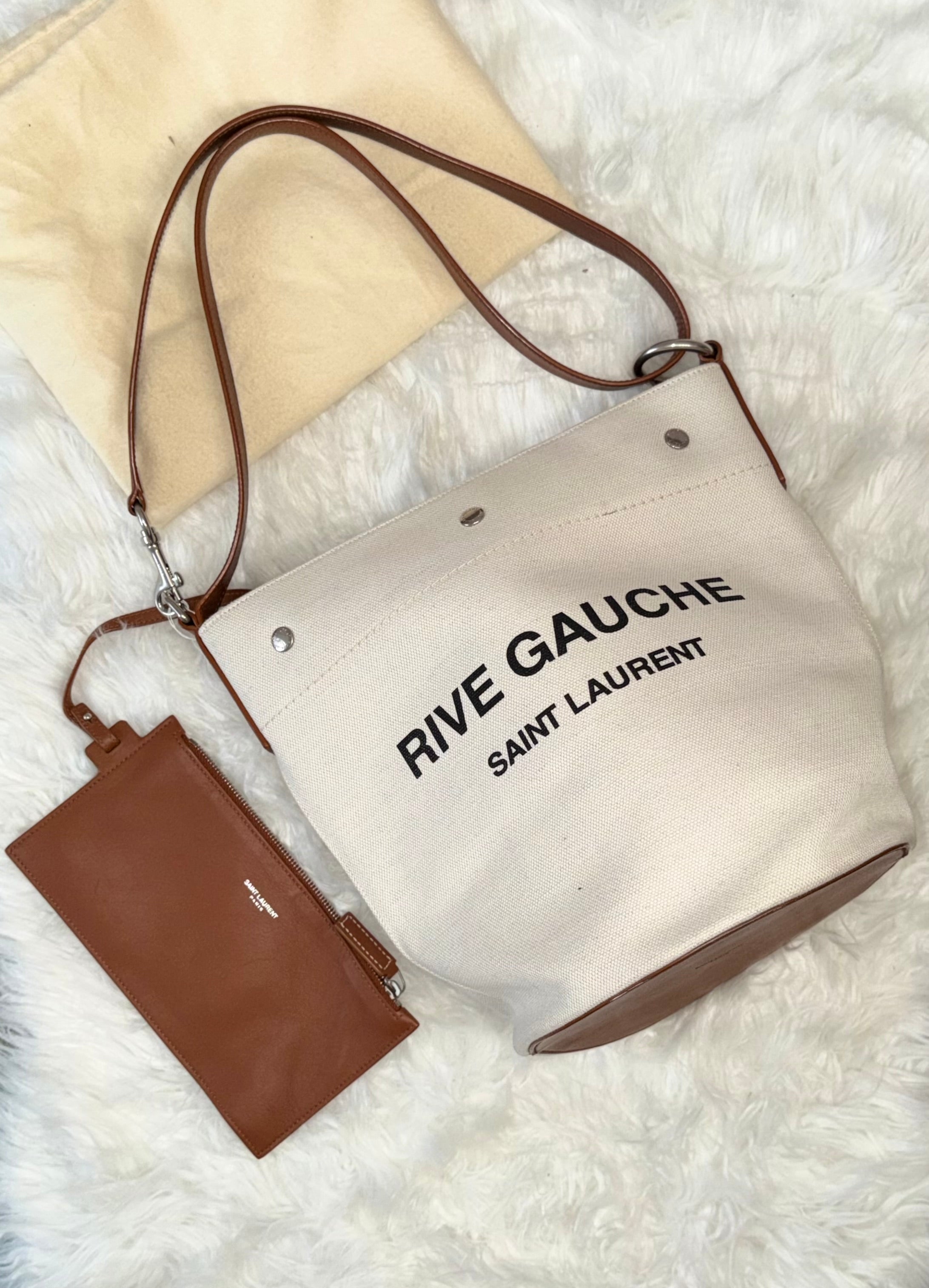 SAINT LAURENT RIVE GAUCHE LINEN BUCKET BAG