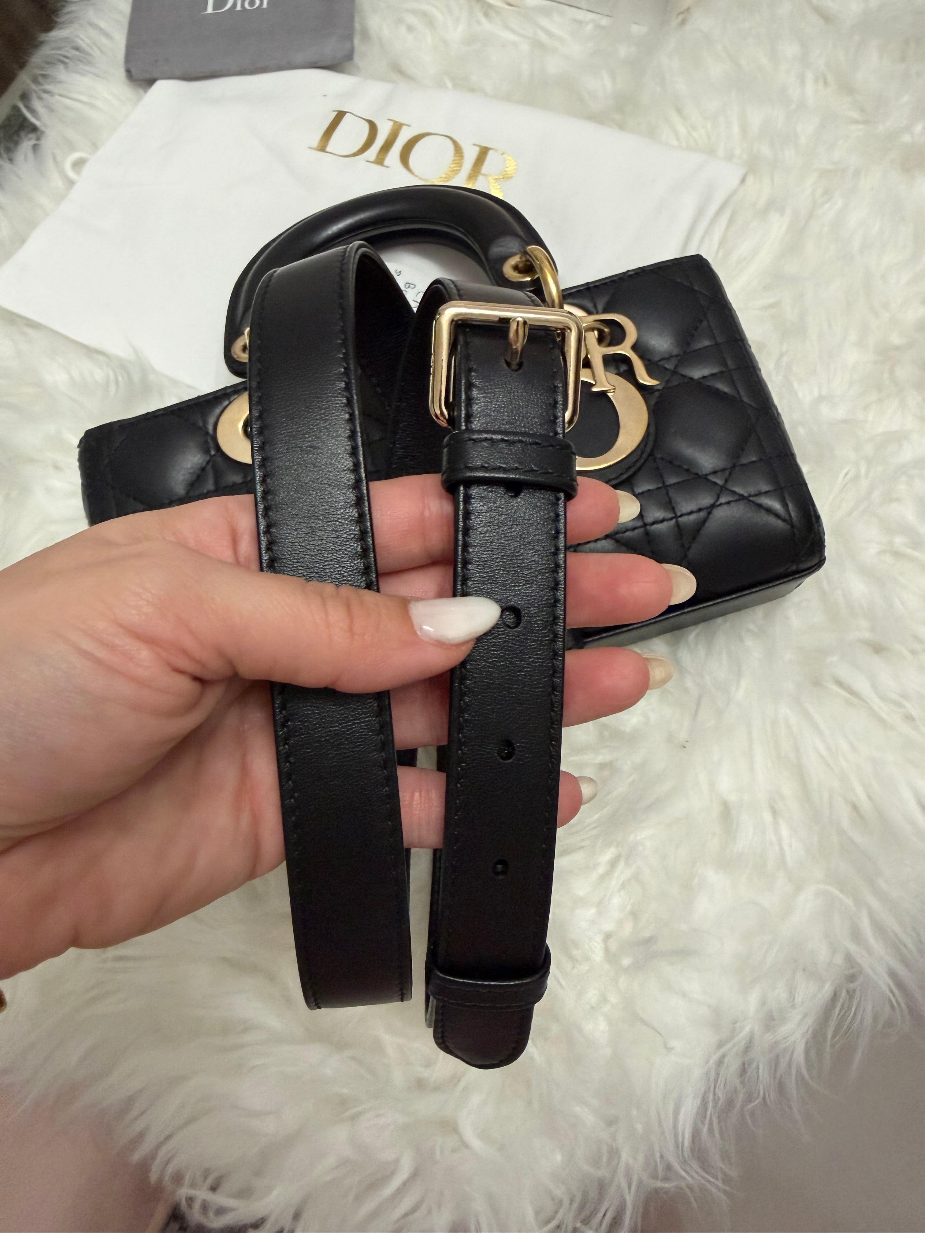 DIOR LADY D-JOY CANNAGE LEATHER BAG