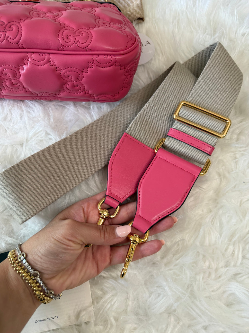 GUCCI GG METELASSE QUILTED LEATHER SHOULDER BAG