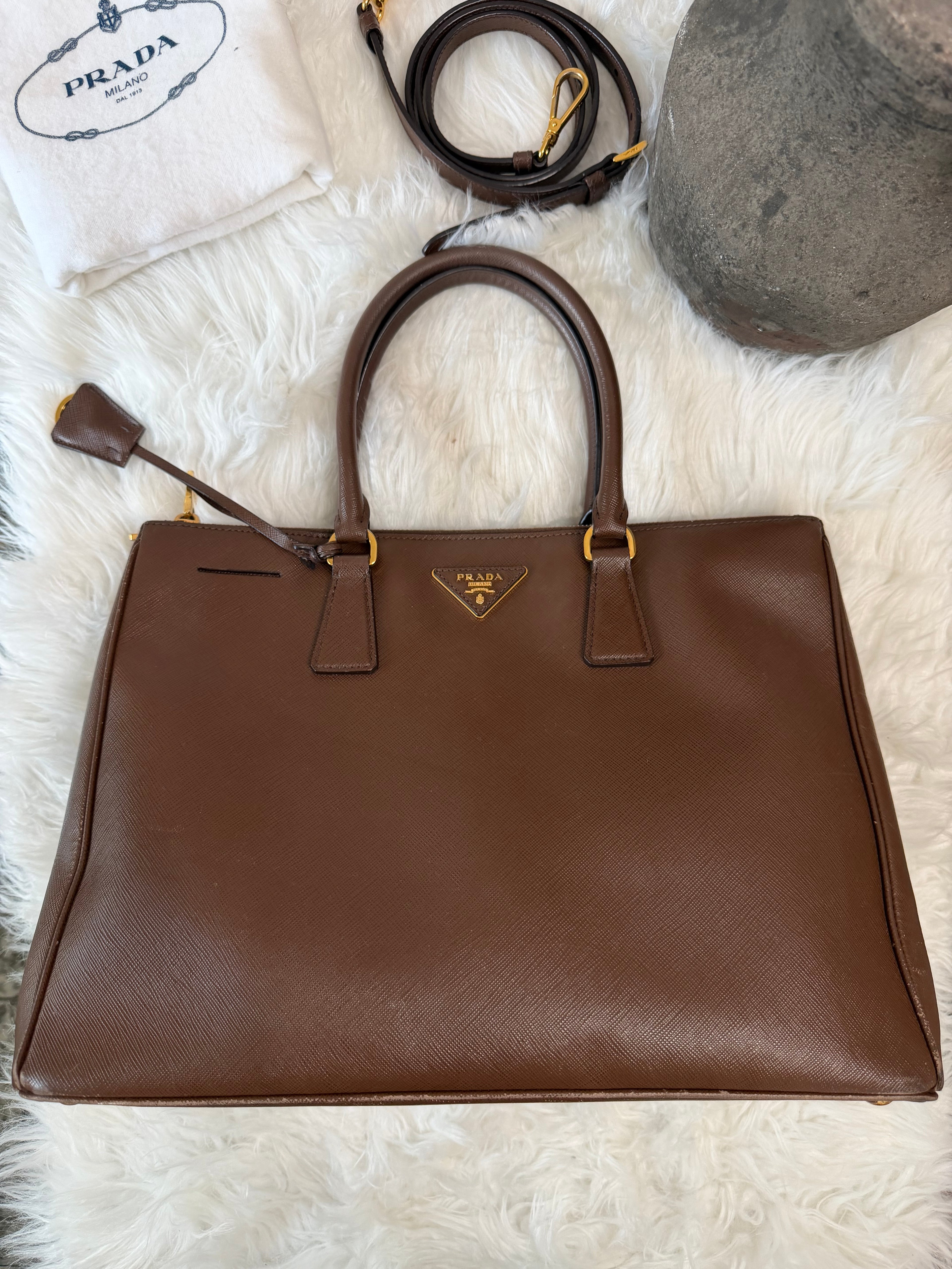 PRADA LARGE DOUBLE ZIP TOTE SAFFIANO BAG