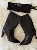 CHANEL GABRIELLE COCO CRINKLED CALFSKIN LEATHER BOOTS
