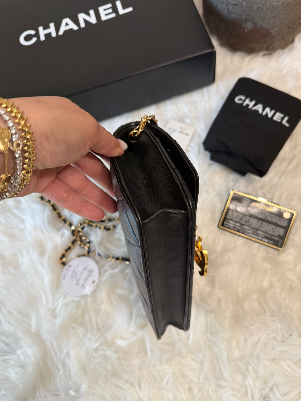 CHANEL QUILTED GOLD TURNLOCK LAMBSKIN WOC