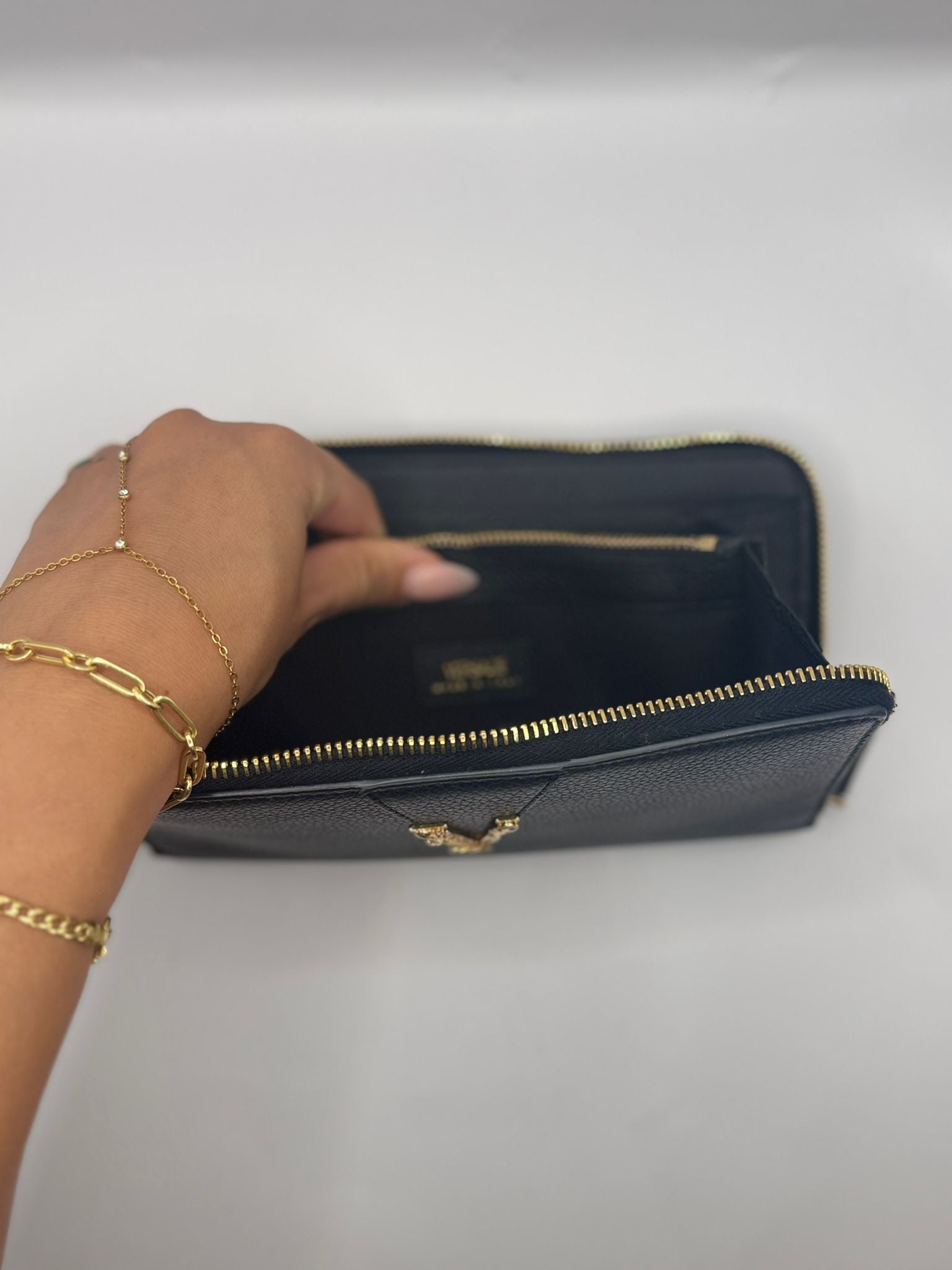 Versace Virtus Round Zipper Wallet