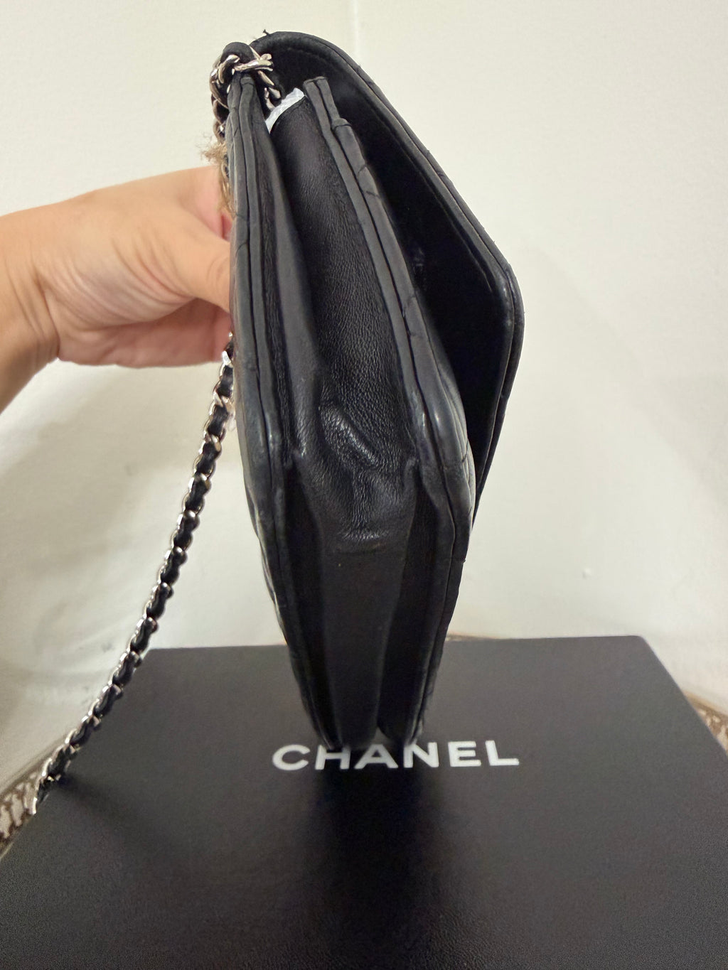 CHANEL LAMBSKIN WALLET ON CHAIN