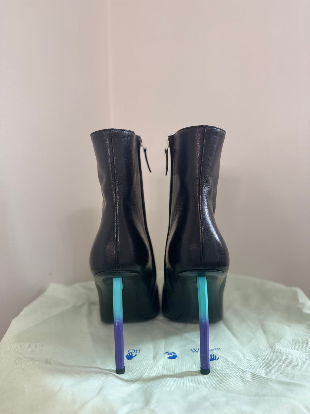 Off-White Allen 140mm leather ankle boots with a gradient heel