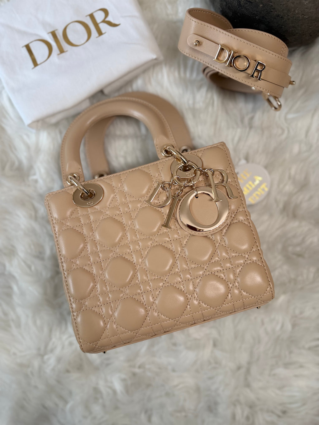 CHRISTIAN DIOR MY LADY D LAMBSKIN CANNAGE WITH LUCKY BADGES