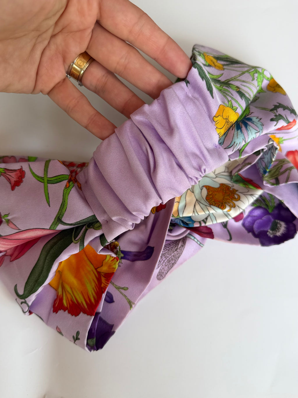 GUCCI FLORA PRINT SILK HEADBAND