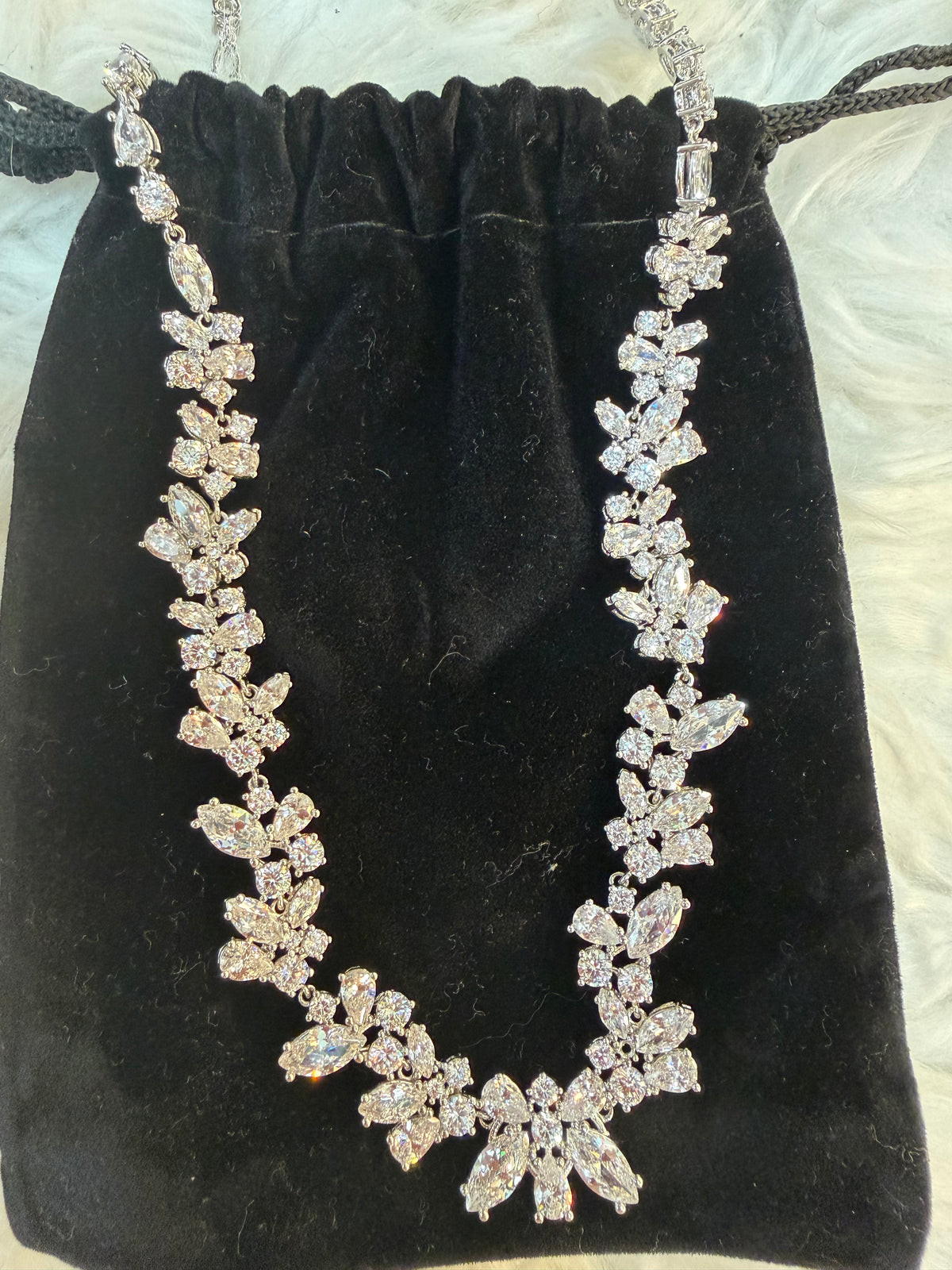 GIVENCHY CRYSTAL FLORAL CLUSTER NECKLACE