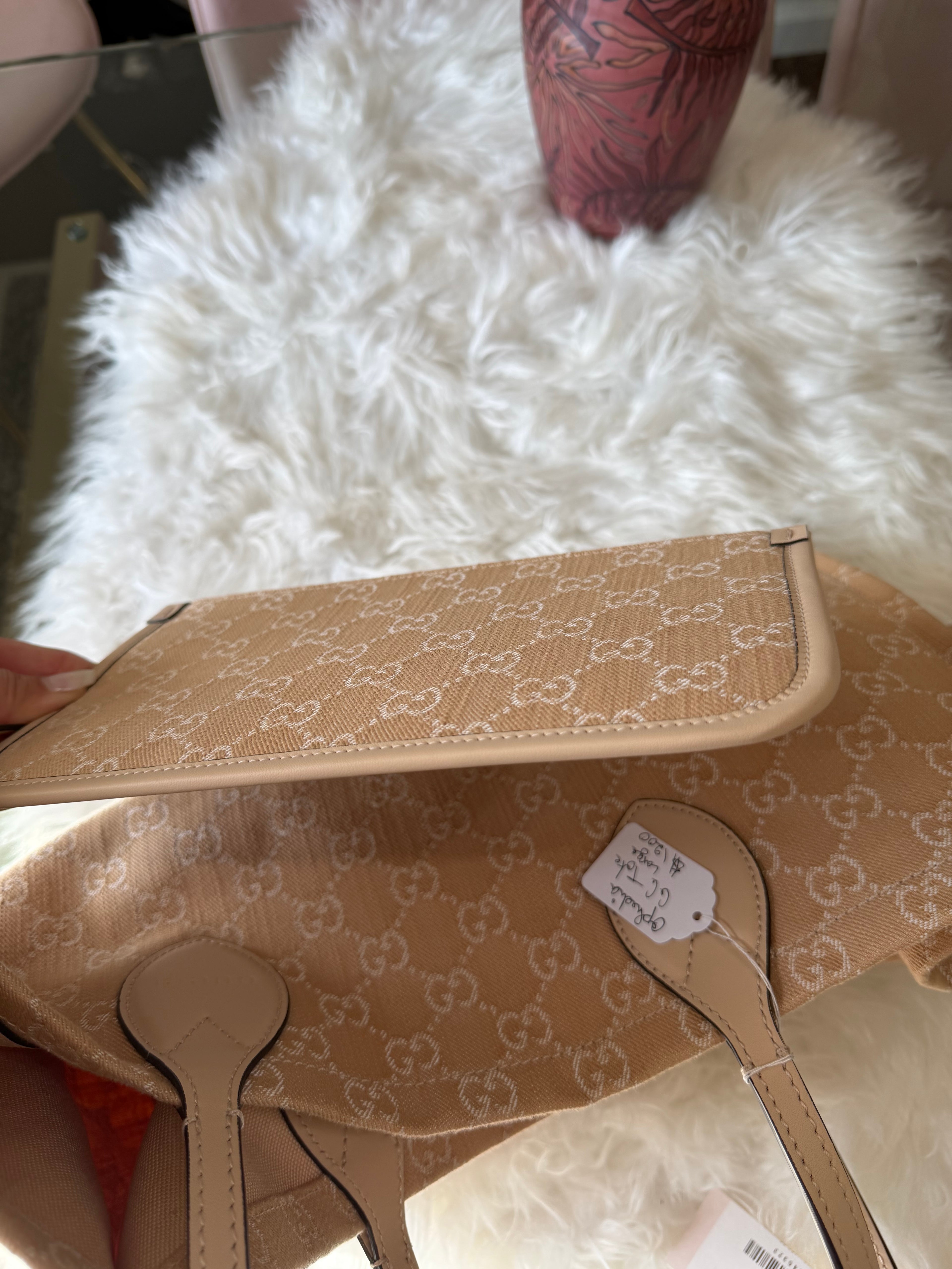 GUCCI DENIM OPHEDIA GG TOTE BAG LARGE