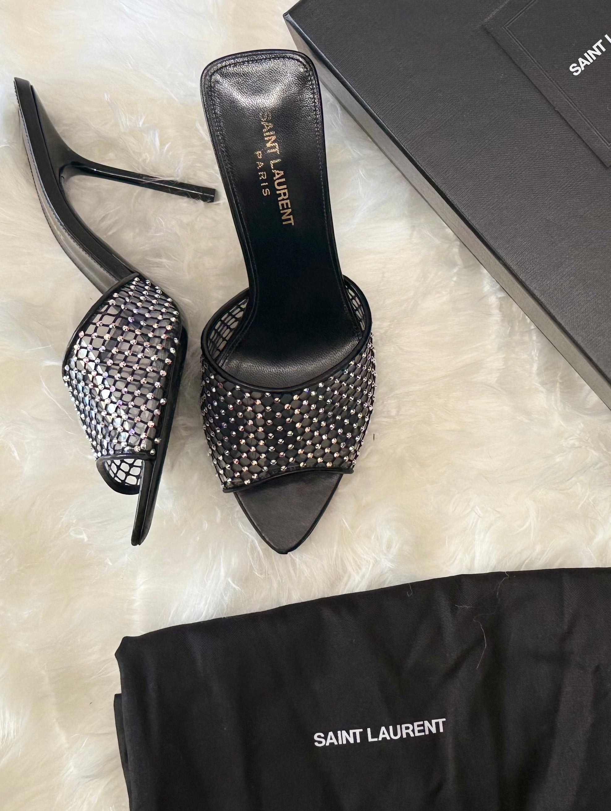 SAINT LAURENT PVC CRYSTAL SLIDES