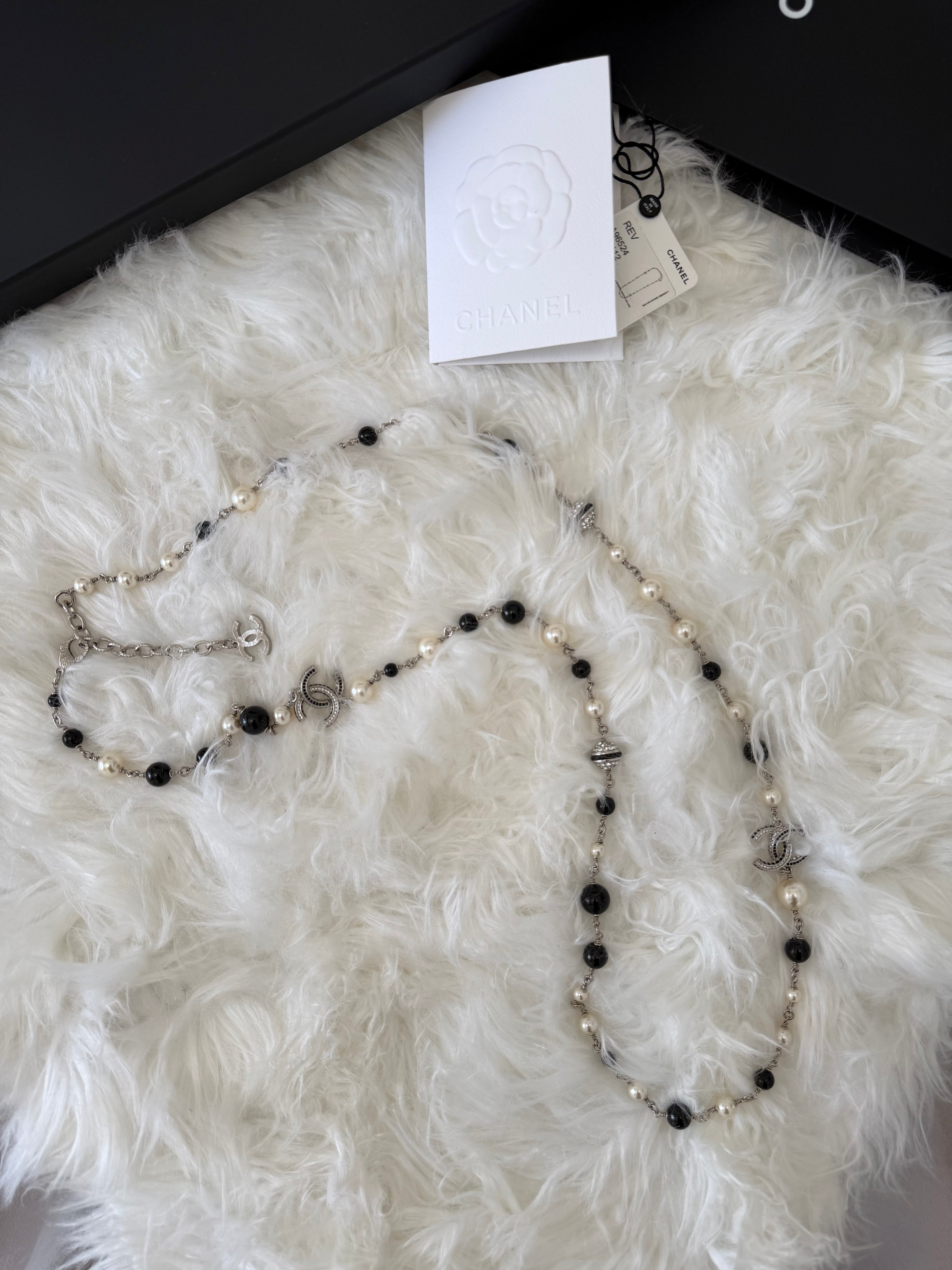 Chanel Pearl and Crystal bead CC Long necklace