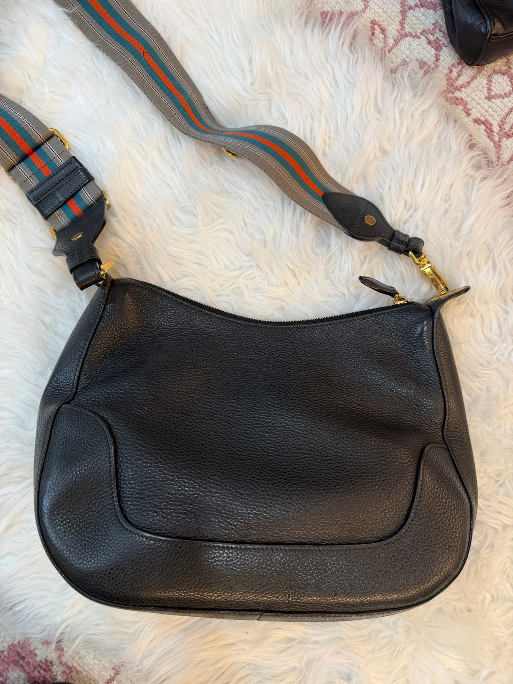 PRADA PEBBLED LEATHER HOBO BAG