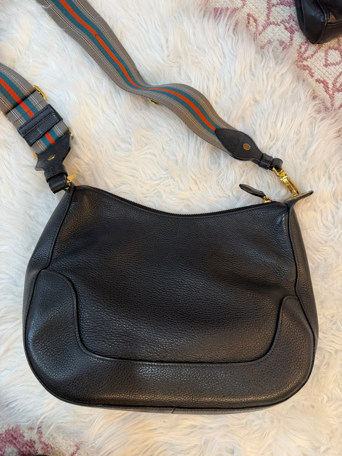 PRADA PEBBLED LEATHER HOBO BAG