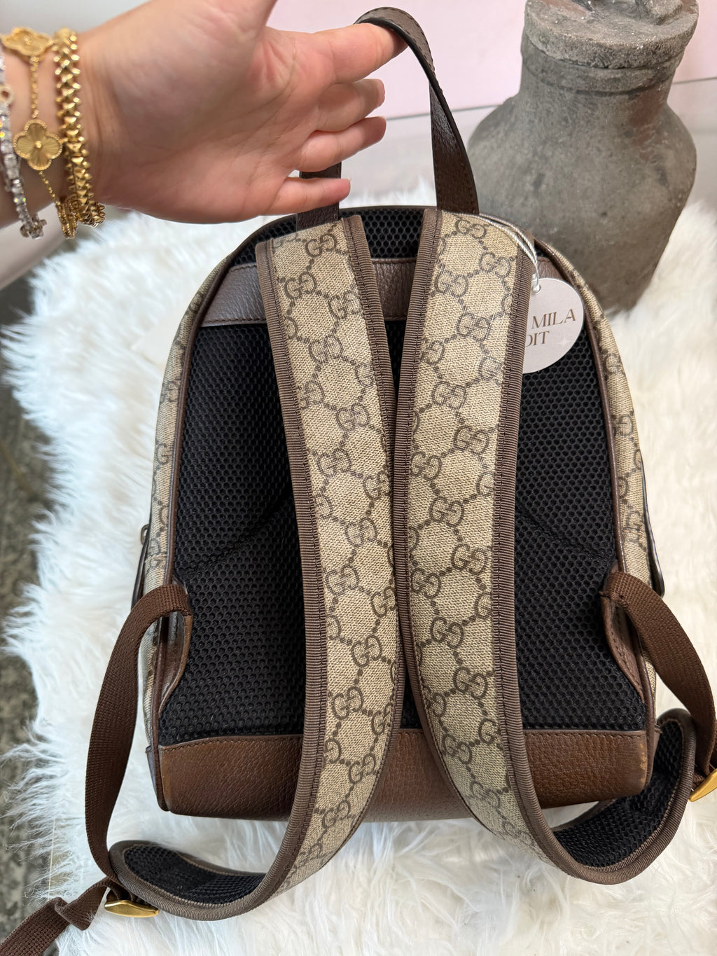 GUCCI OPHIDIA BACKPACK GG COATED CANVAS