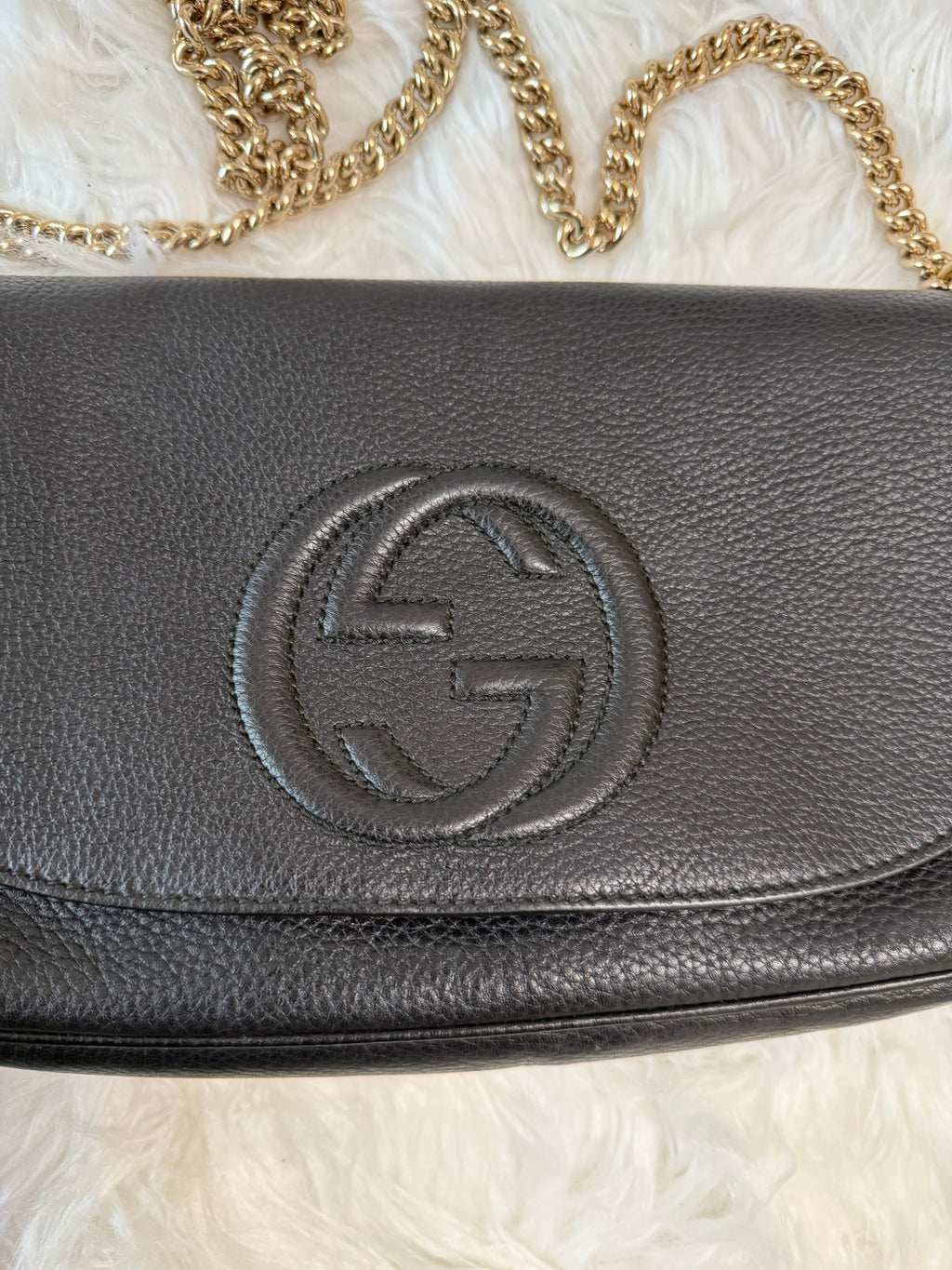 GUCCI SOHO CHAIN CROSSBODY MEDIUM LEATHER BAG