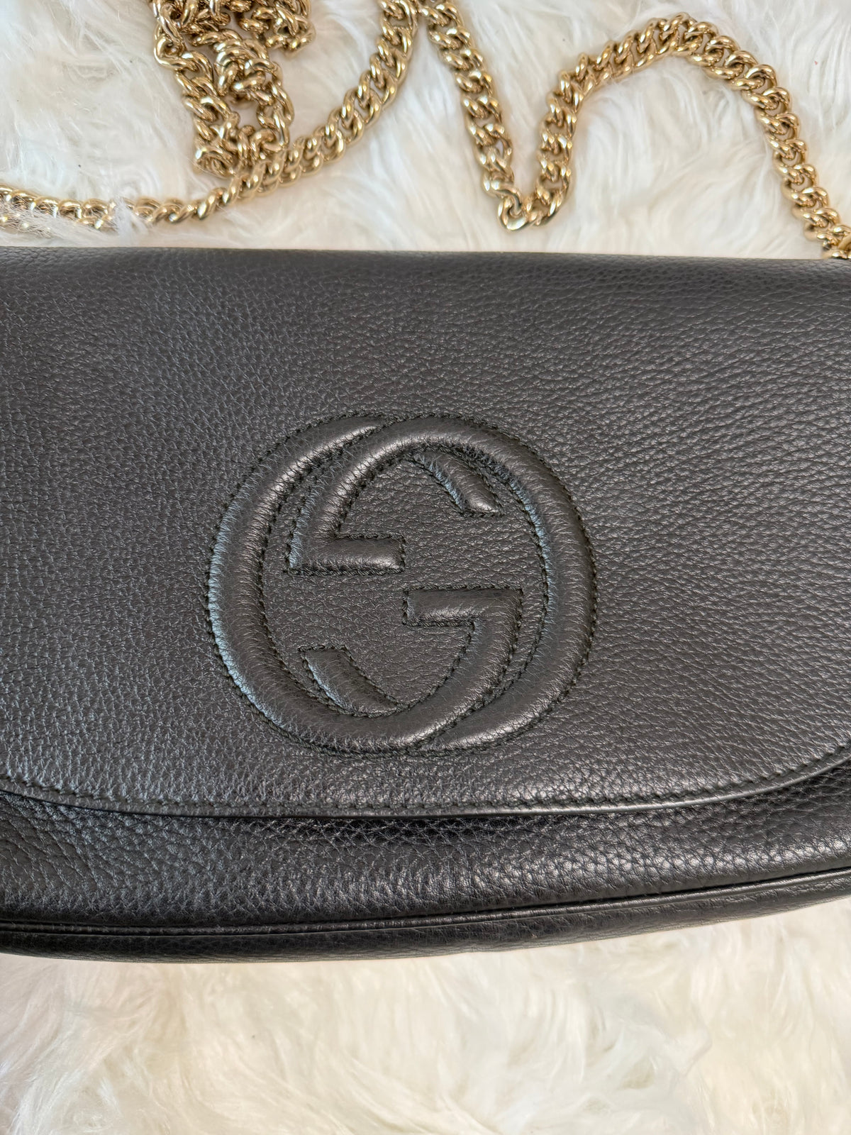 GUCCI SOHO CHAIN CROSSBODY MEDIUM LEATHER BAG