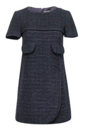 CHANEL TWEED SHORT SLEEVE DRESS WITH FRONT FLAP POCKETS