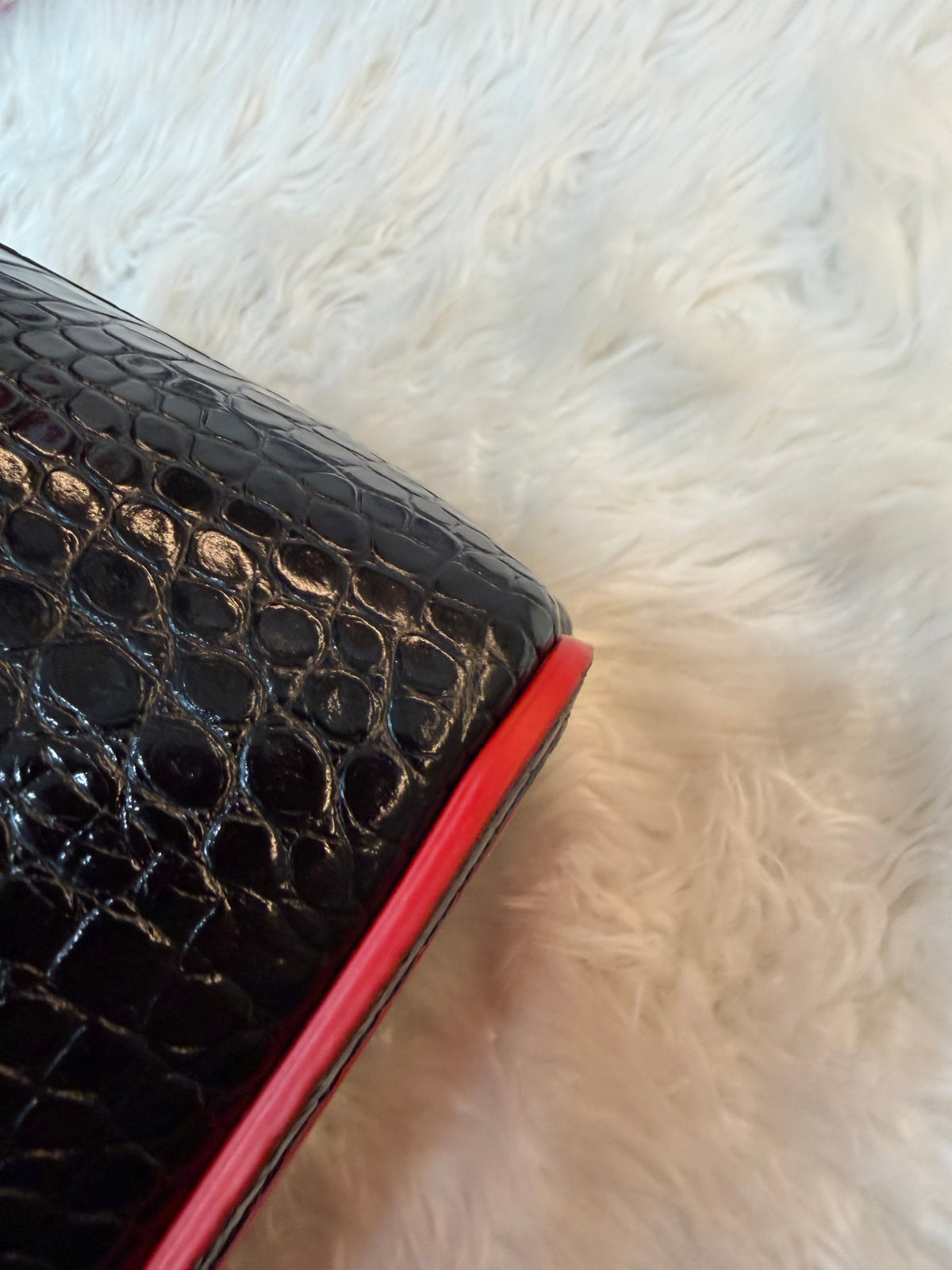 CHRISTIAN LOUBOUTIN CABATA CROC EMBOSSED LEATHER TOTE BAG