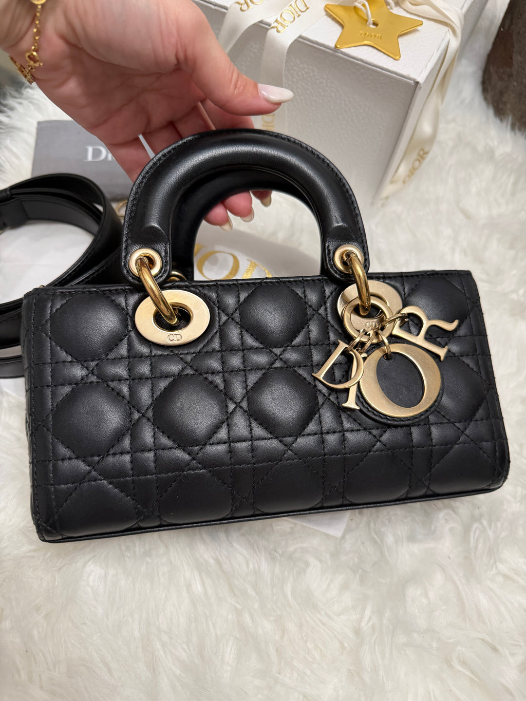 DIOR LADY D-JOY CANNAGE LEATHER BAG