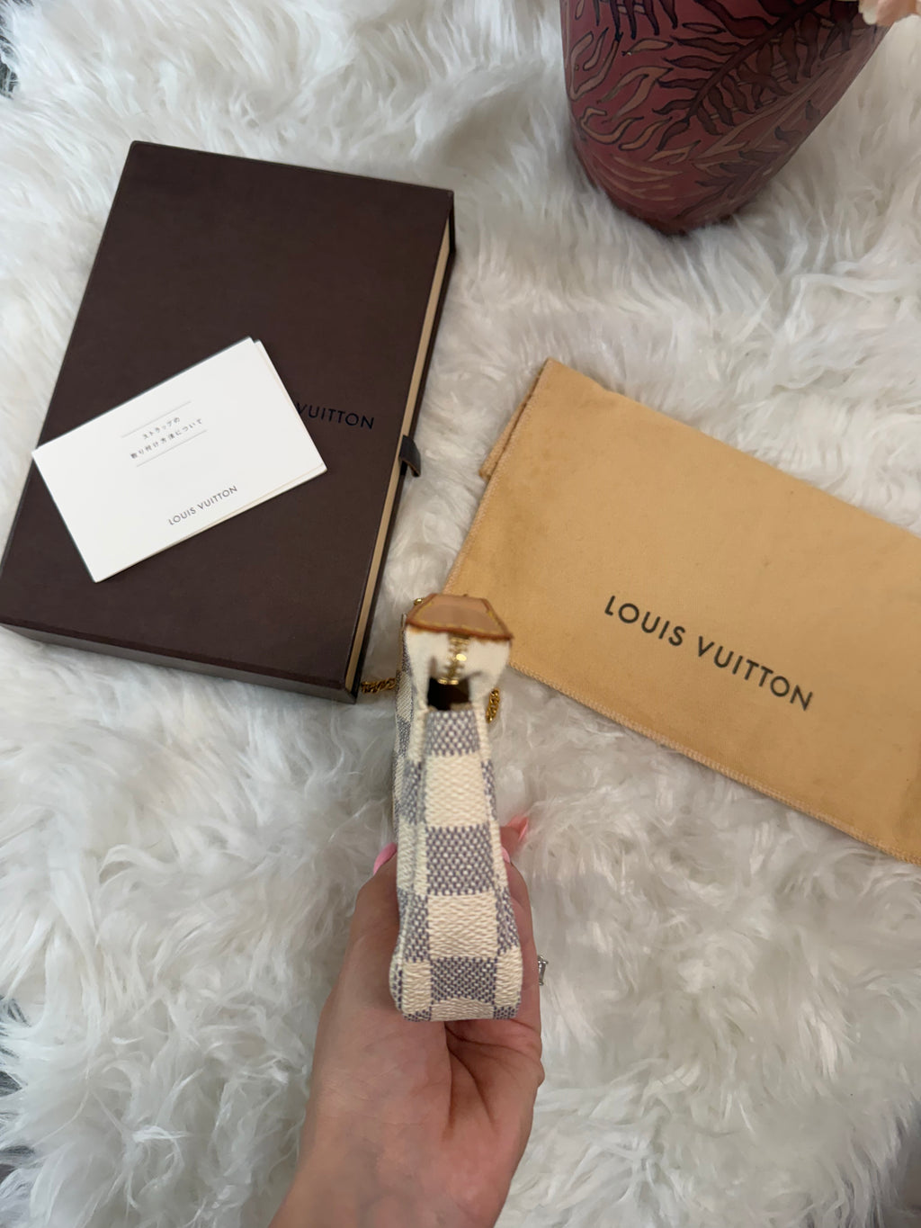 LOUIS VUITTON MINI POCHETTE DAMIER AZUR CANVAS LEATHER
