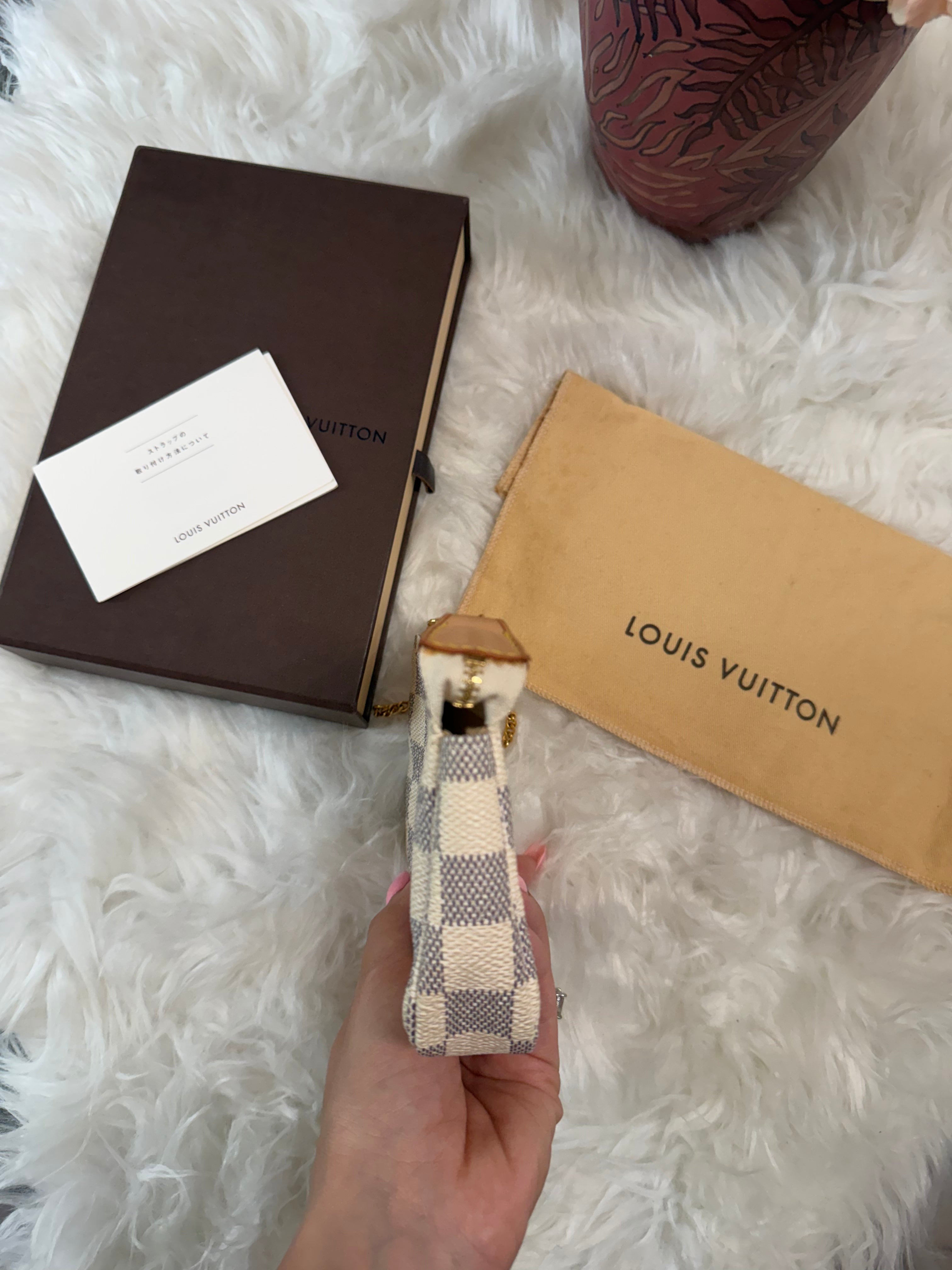 LOUIS VUITTON MINI POCHETTE DAMIER AZUR CANVAS LEATHER