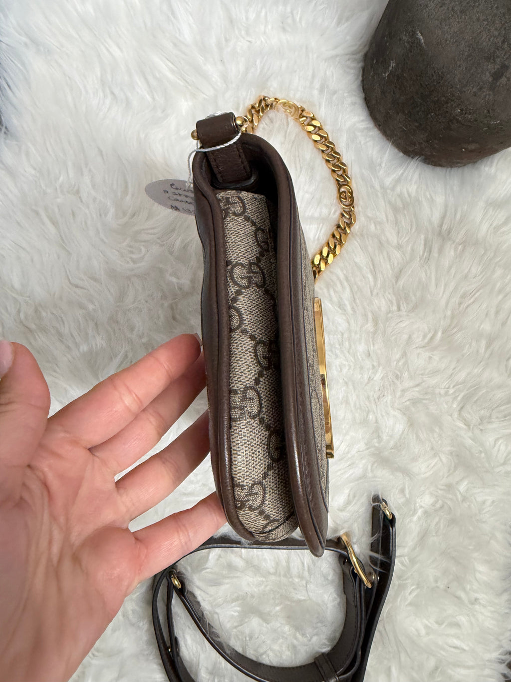 GUCCI BLONDIE NM CHAIN FLAP WITH LONGER STRAP IN CANVAS