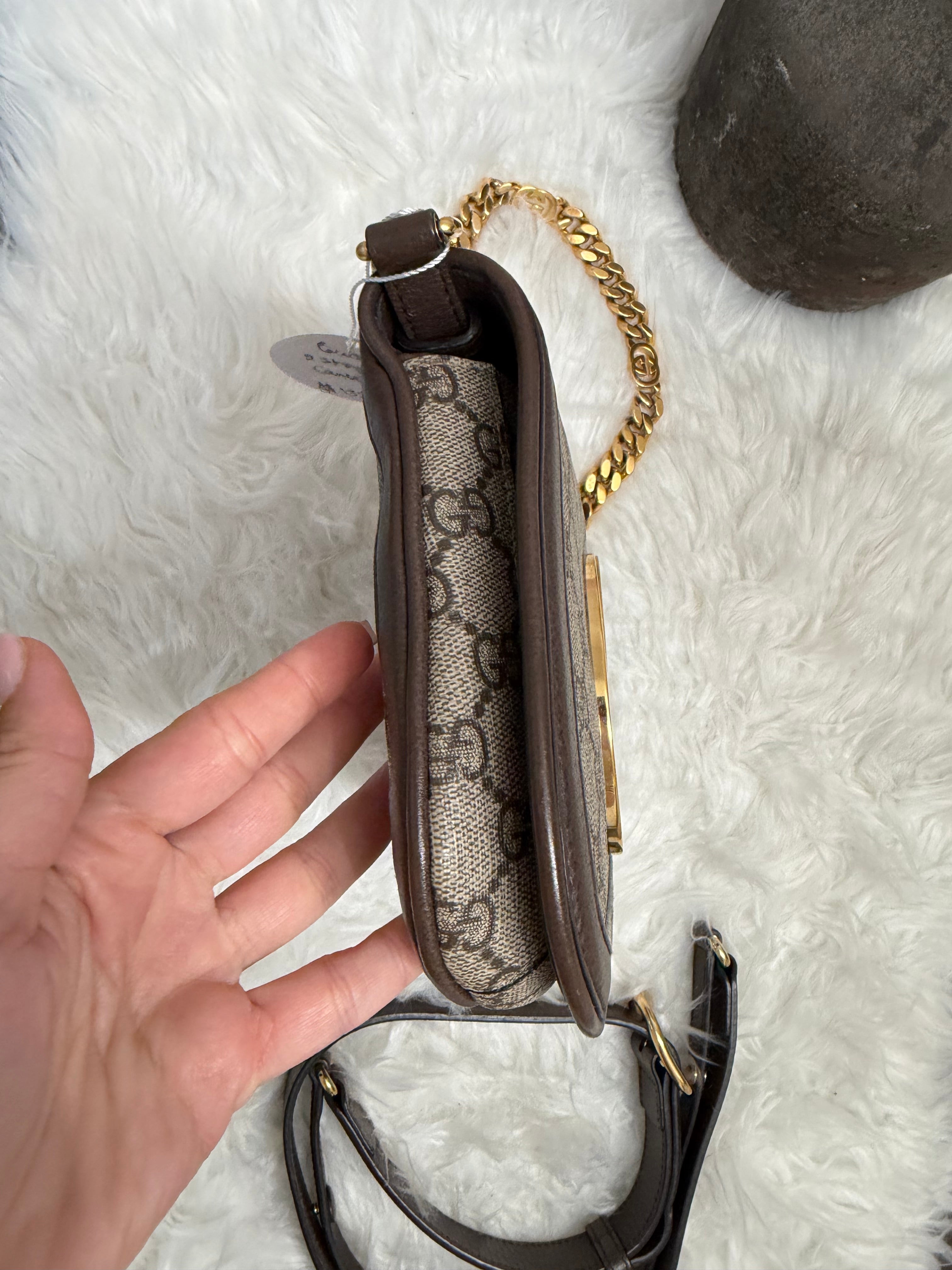 GUCCI BLONDIE NM CHAIN FLAP WITH LONGER STRAP IN CANVAS