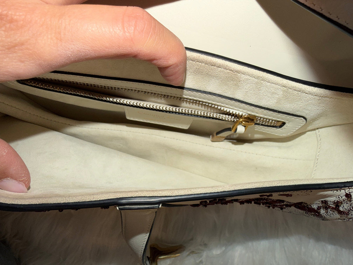 DIOR MEDIUM SADDLE TOILE DE JOUR TIGER EMBROIDERED CALFSKIN