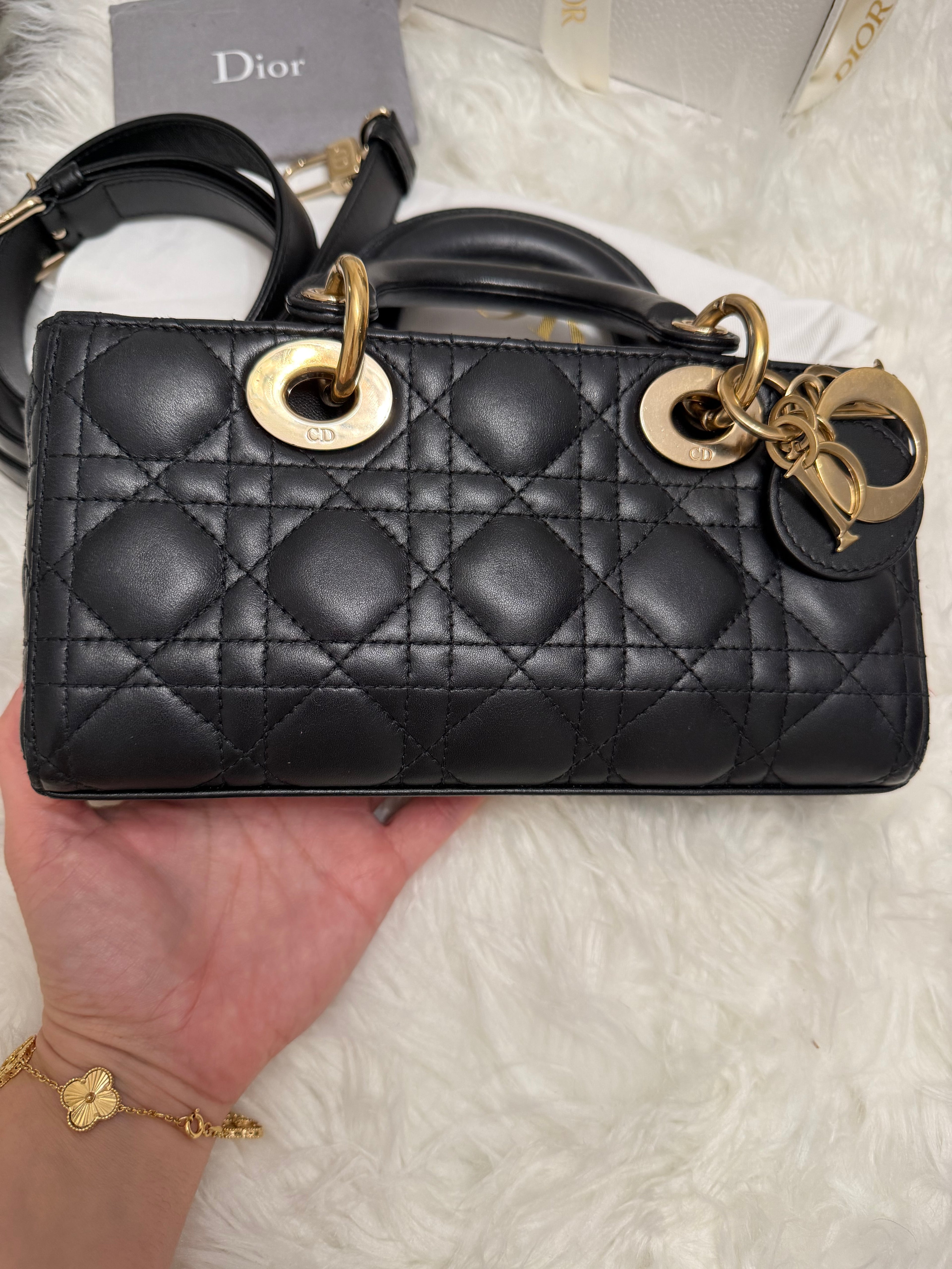 DIOR LADY D-JOY CANNAGE LEATHER BAG