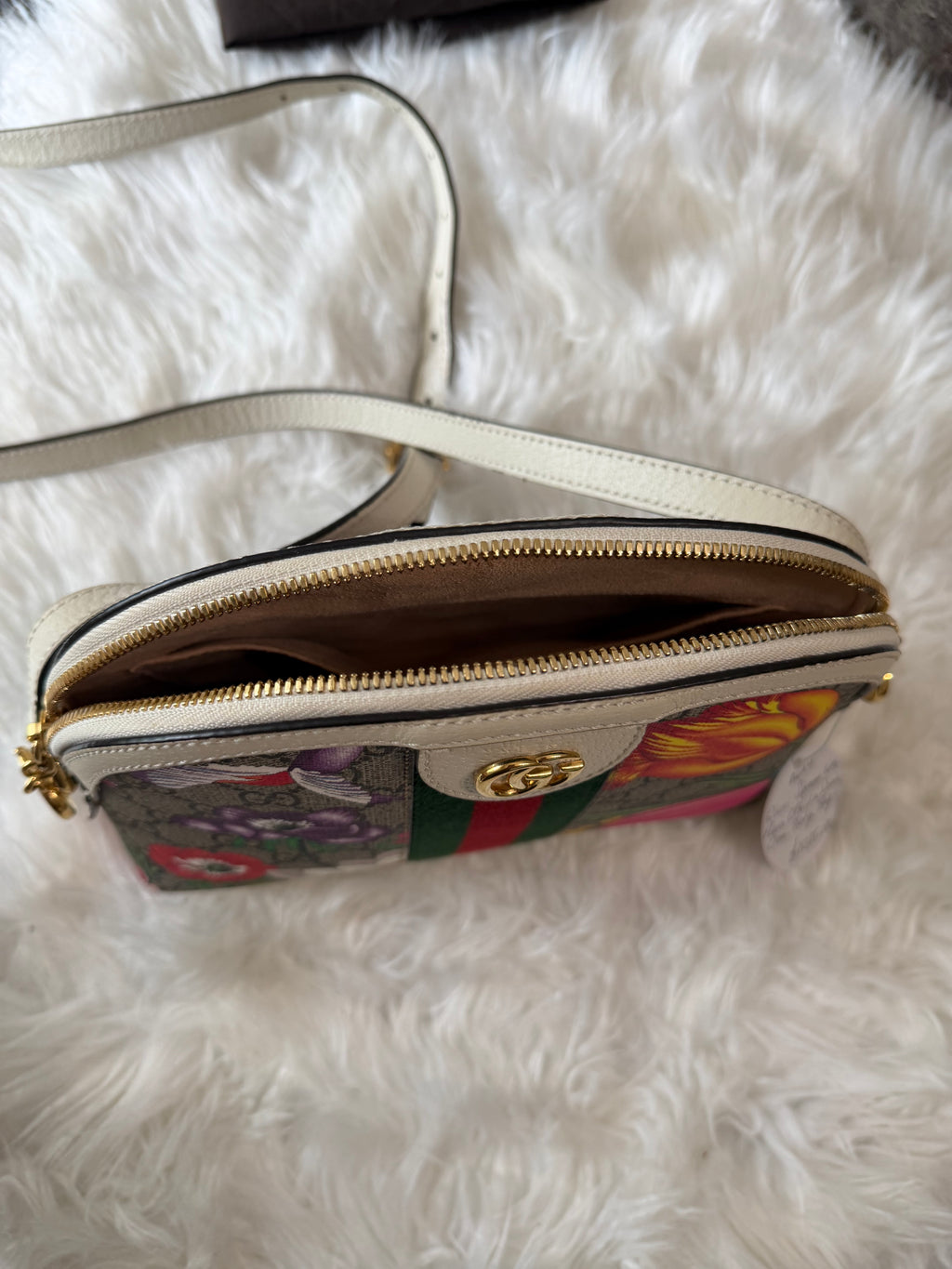 GUCCI SMALL GG SUPREME WEB FLORA OPHIDIA DOME CROSSBODY BAG