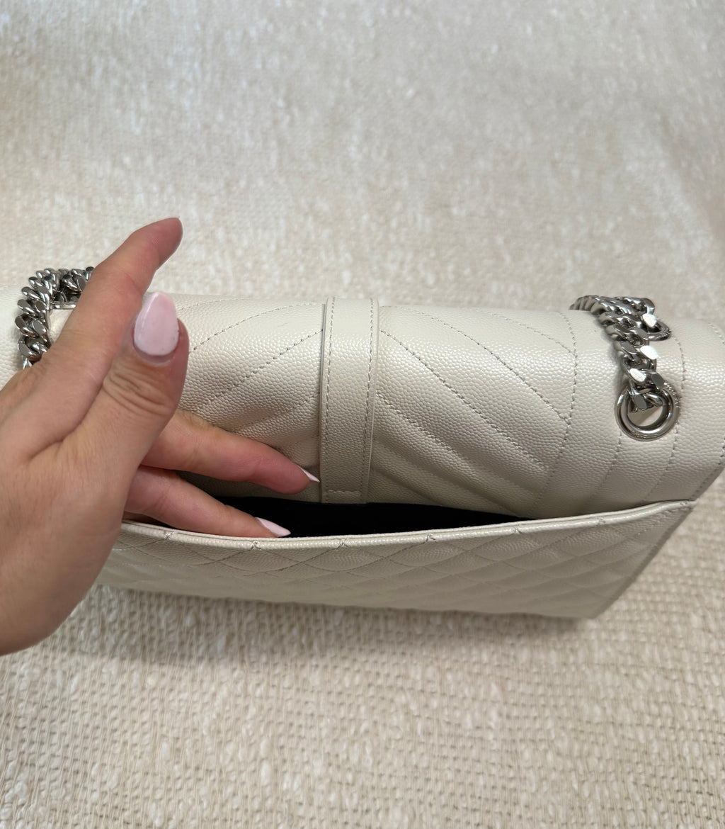 SAINT LAURENT MEDIUM ENVELOPE BAG QUILTED GRAIN LEATHER